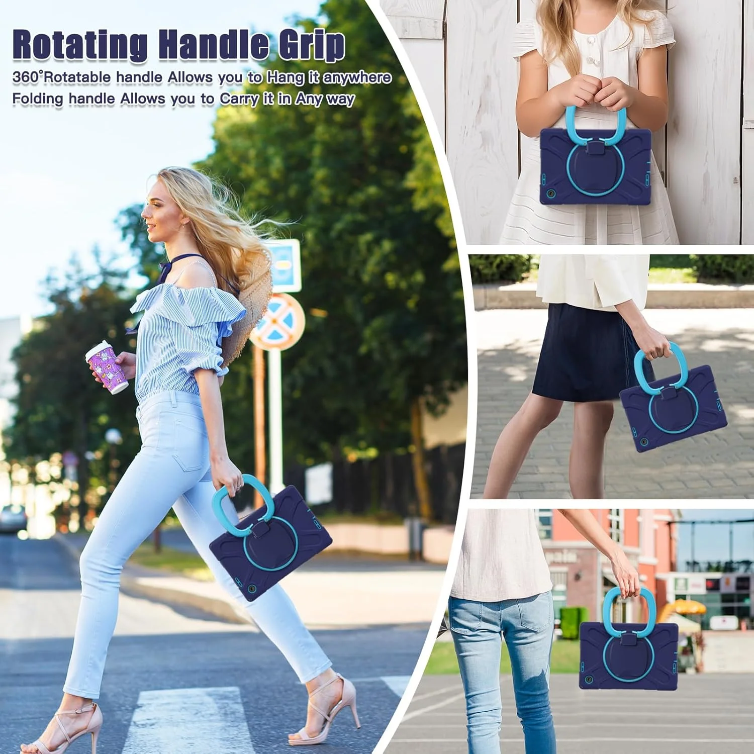 کاور مقاوم Gruattreay مناسب برای تبلت لنوو تب 10.1 اینچ (2025) مدل TB311FU TB311XU، کاور محافظتی ضد ضربه تمام بدنه با استند حلقه ای چرخان 360 درجه/دسته/بند شانه (مشکی)