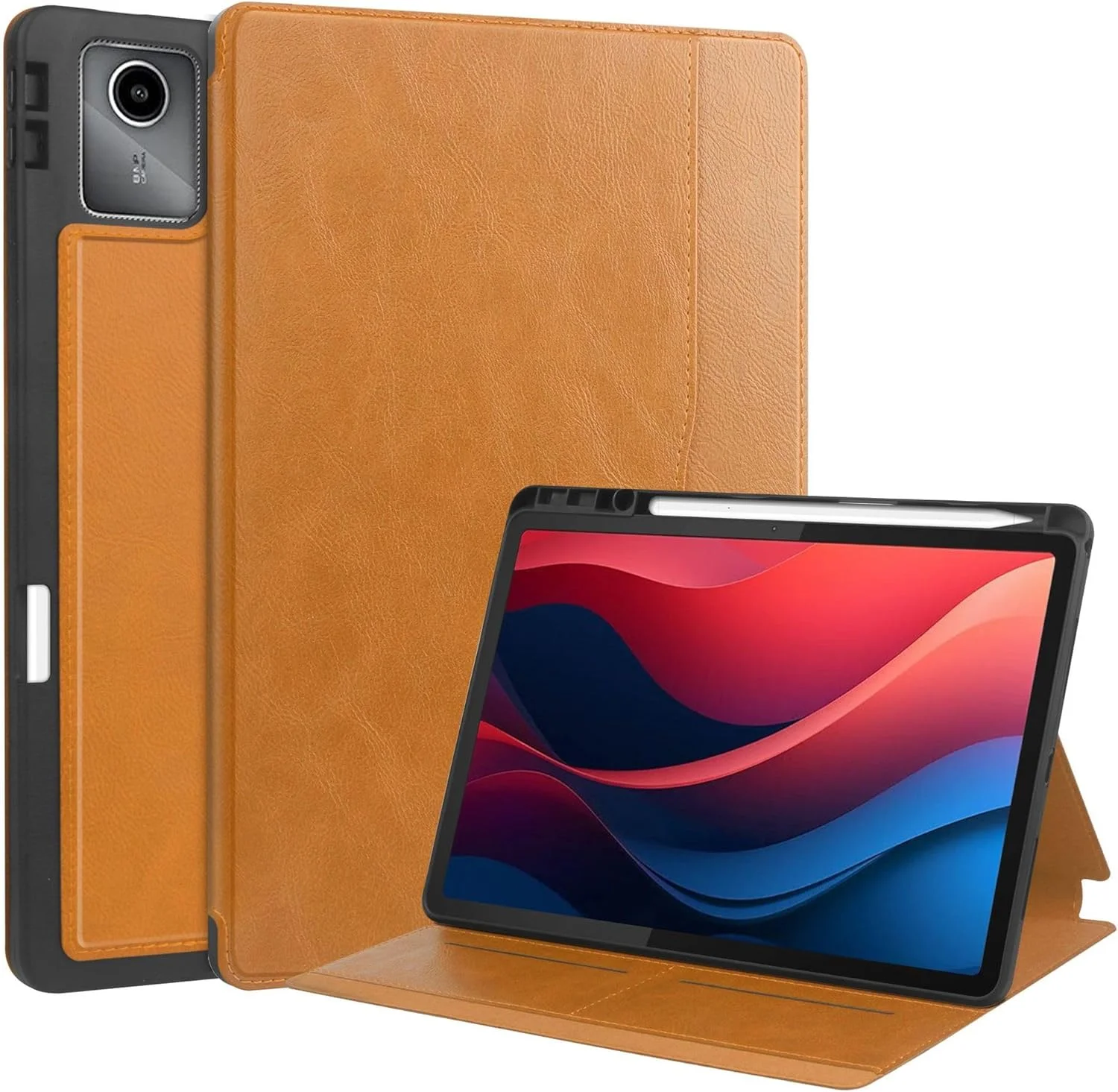 کاور چرمی محافظ تبلت لنوو Xiaoxin Pad 2024 مدل TB331FC سایز 11 اینچ، باریک و هوشمند با قابلیت خواب/بیدار شدن خودکار - قهوه ای