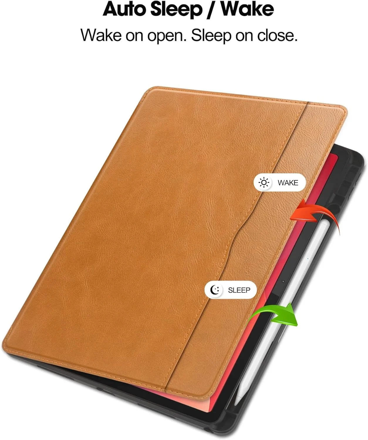 کاور چرمی محافظ تبلت لنوو Xiaoxin Pad 2024 مدل TB331FC سایز 11 اینچ، باریک و هوشمند با قابلیت خواب/بیدار شدن خودکار - قهوه ای