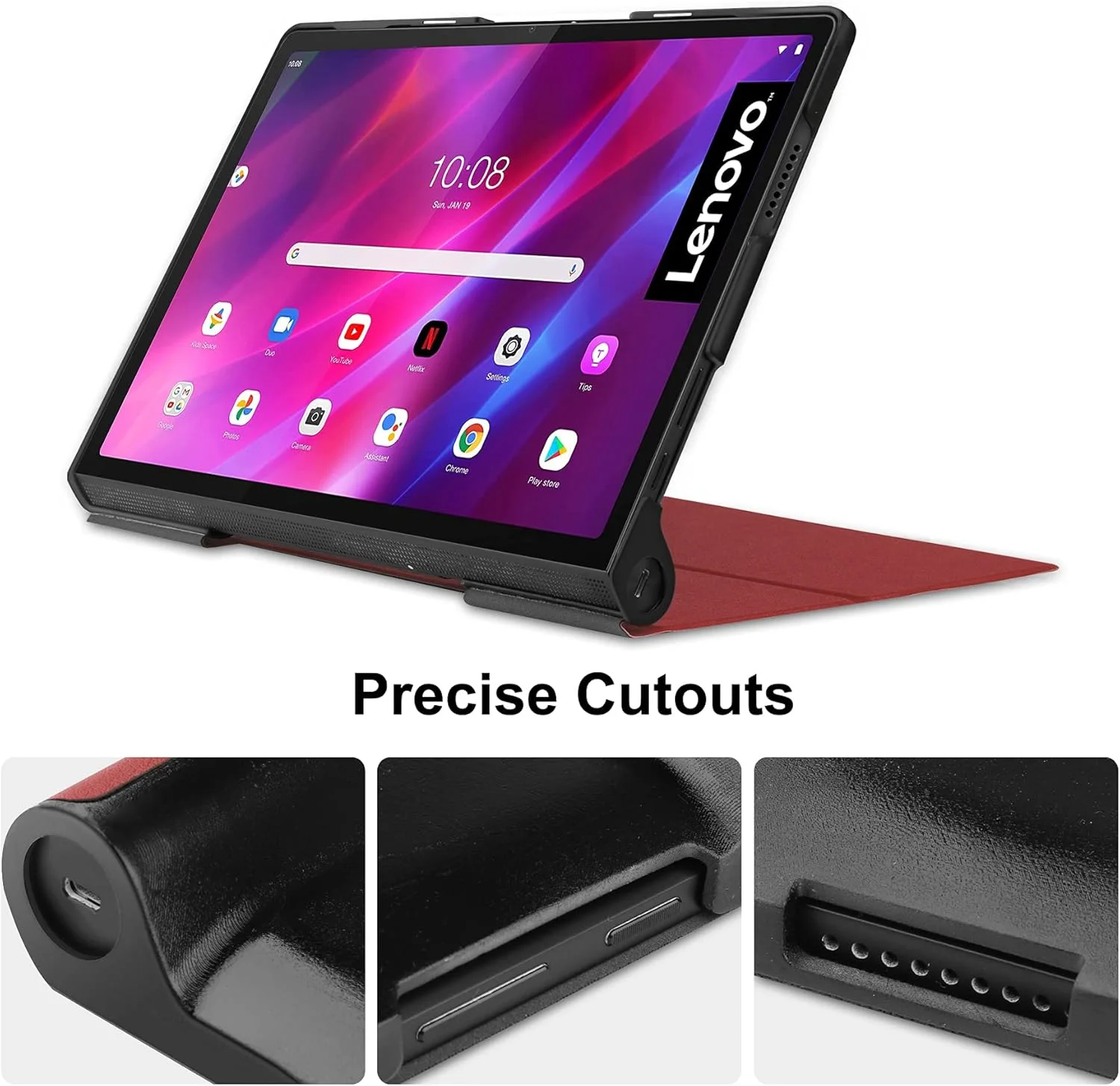 کیف تبلت RanTuo برای Lenovo Yoga Tab 11، چرم PU، سبک و نازک، ضد آب، ضد گرد و غبار، قاب محافظ ضد افتادن برای Lenovo Yoga Tab 11. (شرابی)
