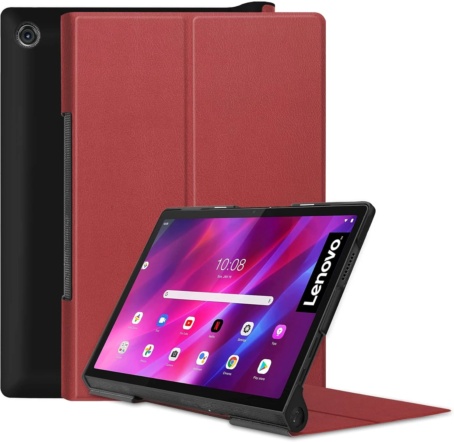 کیف تبلت RanTuo برای Lenovo Yoga Tab 11، چرم PU، سبک و نازک، ضد آب، ضد گرد و غبار، قاب محافظ ضد افتادن برای Lenovo Yoga Tab 11. (شرابی)