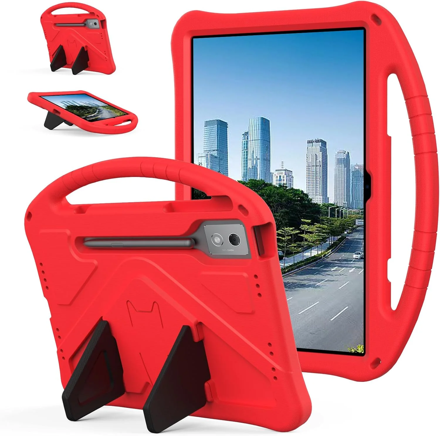 کاور تبلت Gruattreay برای تبلت Lenovo Idea Tab Pro 12.7 اینچ 2025 TB373FU TB375FC، [مناسب کودکان] EVA بادوام و سبک وزن، ضد ضربه، ضد افتادن، دارای دسته قابل حمل و پایه محافظ (قرمز)