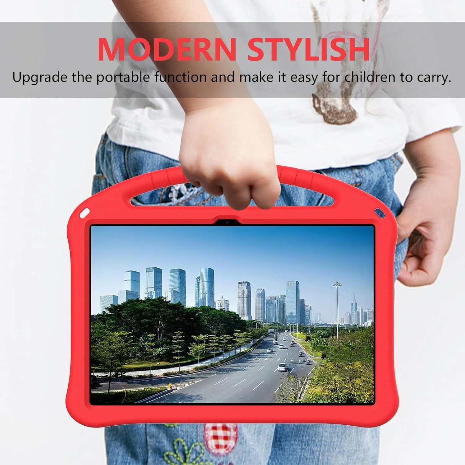 کاور تبلت Gruattreay برای تبلت Lenovo Idea Tab Pro 12.7 اینچ 2025 TB373FU TB375FC، [مناسب کودکان] EVA بادوام و سبک وزن، ضد ضربه، ضد افتادن، دارای دسته قابل حمل و پایه محافظ (قرمز)