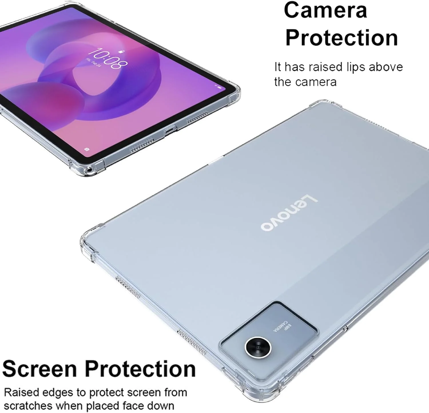 کاور کوسینوهوکا برای تبلت لنوو آیدیا تب 11 اینچ + [بسته 2 عددی] محافظ صفحه نمایش، فوق العاده نازک [مقاوم در برابر ضربه] [ضد خش] کاور محافظ سیلیکونی نرم با قابلیت جذب ضربه، شفاف