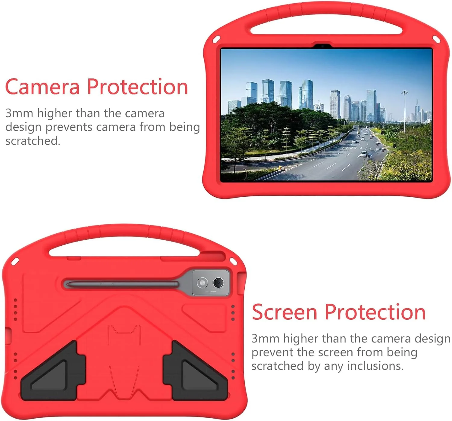 کاور تبلت Gruattreay برای تبلت Lenovo Idea Tab Pro 12.7 اینچ 2025 TB373FU TB375FC، [مناسب کودکان] EVA بادوام و سبک وزن، ضد ضربه، ضد افتادن، دارای دسته قابل حمل و پایه محافظ (قرمز)