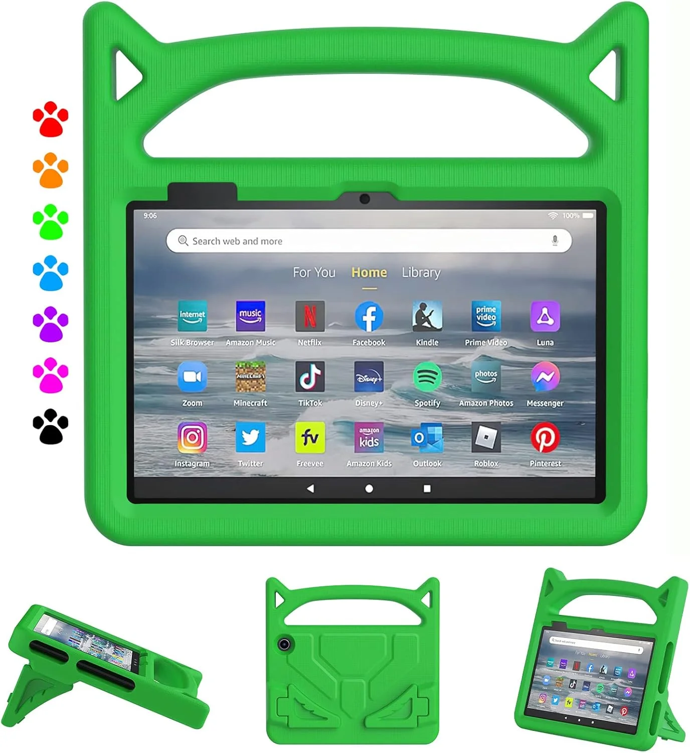 کیف تبلت 7 اینچی 2022 مناسب کودکان، نه برای تبلت لنوو سامسونگ - کیف محافظ ضد ضربه Dinines با دسته و پایه برای تبلت 7 اینچی، سبز