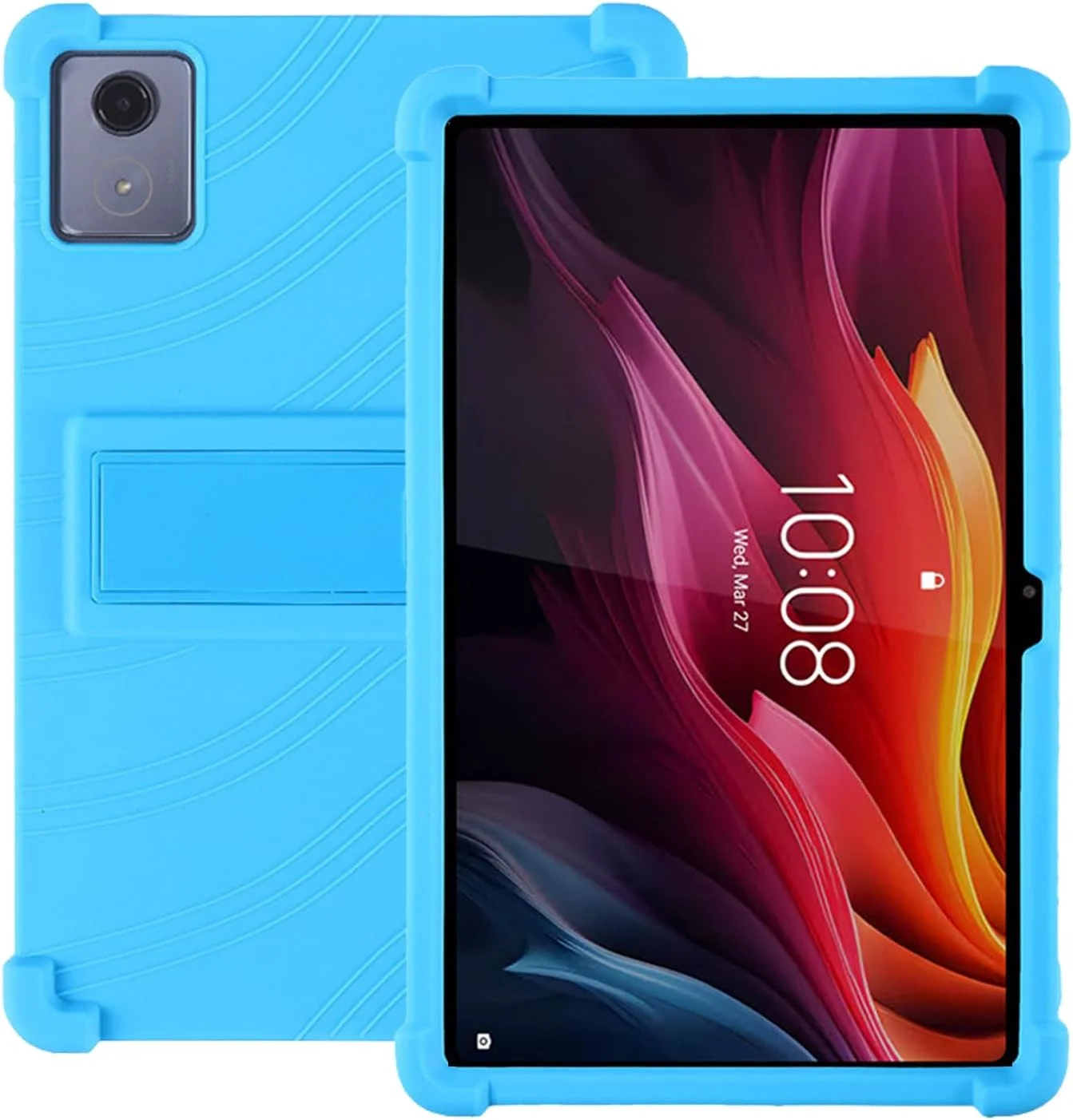 کاور سیلیکونی تبلت لنوو K11 Plus 11.45 اینچ TB352FU با پوشش کامل، ضد ضربه، ضد خش، پایه قابل تنظیم و محافظت از دوربین، آبی روشن