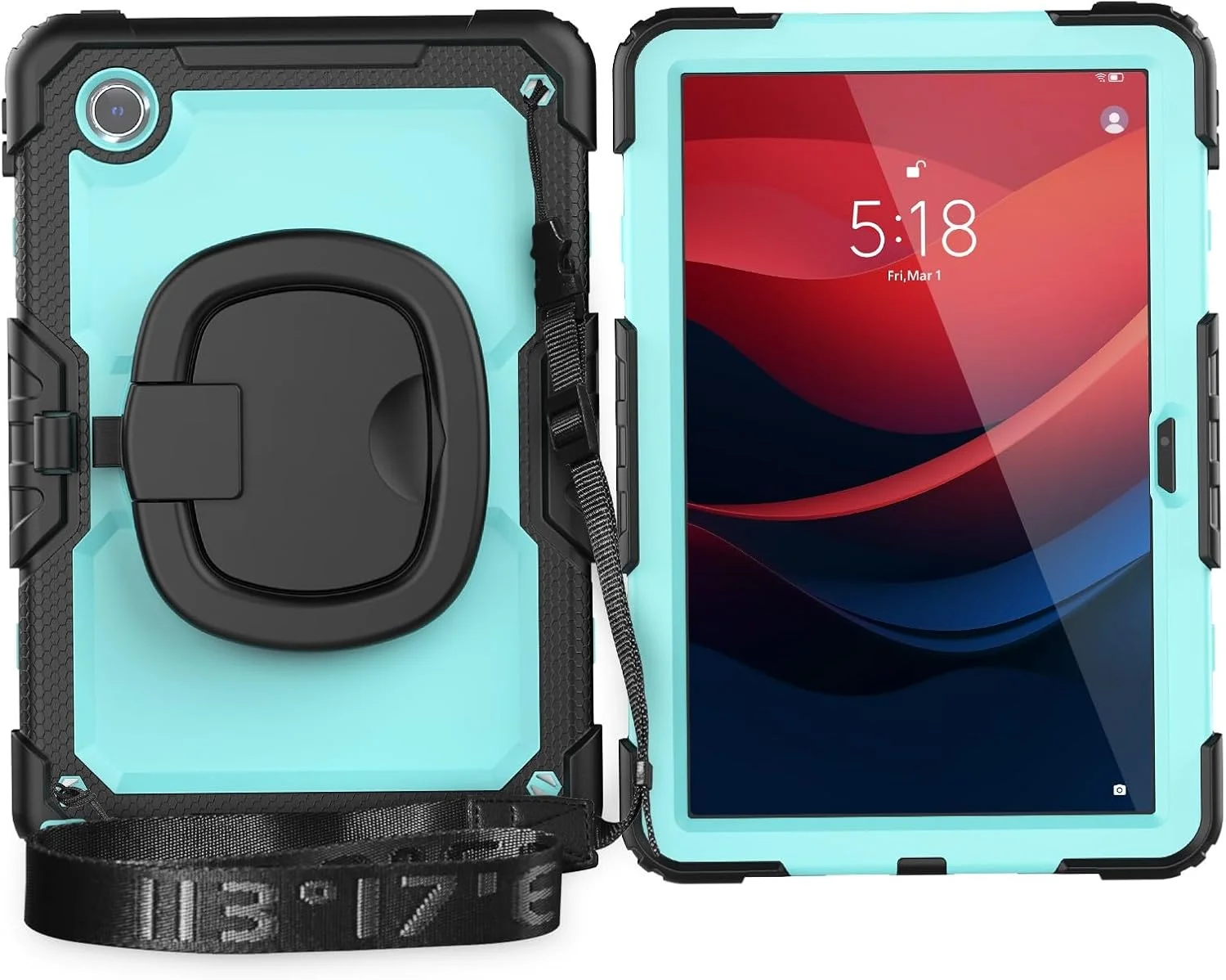 کیف محافظ تبلت مقاوم در برابر ضربه TPU مناسب برای تبلت Lenovo Tab M11 TB-330FU / Lenovo Xiaoxin Pad 2024 TB-331FC، دارای دسته چرخان 360 درجه به همراه بند کیف محافظ تبلت مقاوم در برابر ضربه TPU مناسب برای تبلت Lenovo Tab M11 TB-330FU / Lenovo Xiaoxin Pad 2024 TB-331FC، دارای دسته چرخان 360 درجه به همراه بند