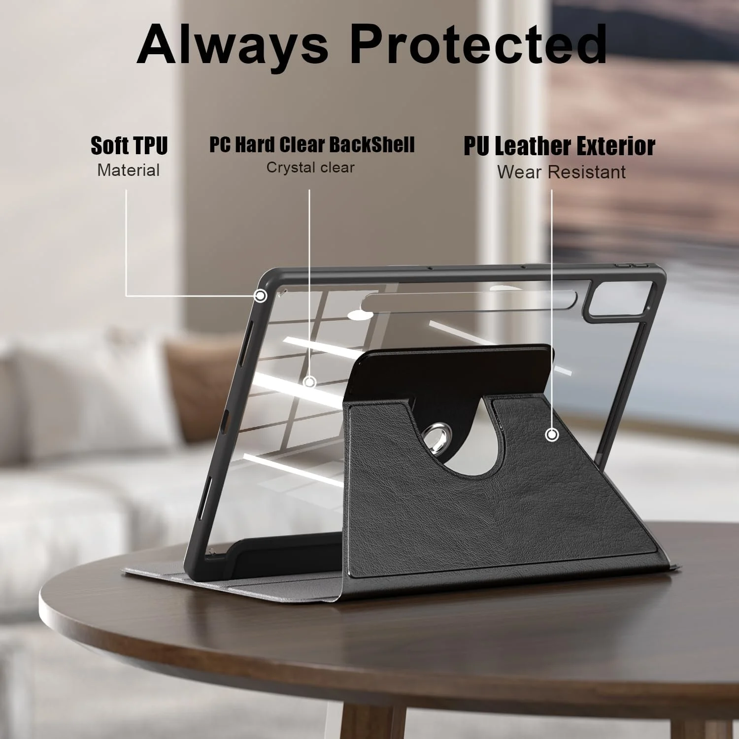 کاور یرنو مناسب برای تبلت لنوو تب P12 سایز 12.7 اینچ، چرخش 360 درجه، کاور محافظ پشتی شفاف با قابلیت خواب/بیدار شدن خودکار، مشکی کاور یرنو مناسب برای تبلت لنوو تب P12 سایز 12.7 اینچ، چرخش 360 درجه، کاور محافظ پشتی شفاف با قابلیت خواب/بیدار شدن خودکار، مشکی