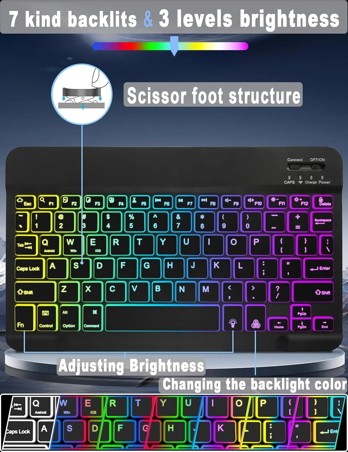 XCHYTECHER Universal Tablet Keyboard Case for 9.7",10.1",10.2",10.5",10.9",11" Tablets, 7 Color Rainbow Backlit Removable Keypad with Pen Holder for Android 10.1 inch Tablet (Black) + Mouse XCHYTECHER Universal Tablet Keyboard Case for 9.7",10.1",10.2",10.5",10.9",11" Tablets, 7 Color Rainbow Backlit Removable Keypad with Pen Holder for Android 10.1 inch Tablet (Black) + Mouse