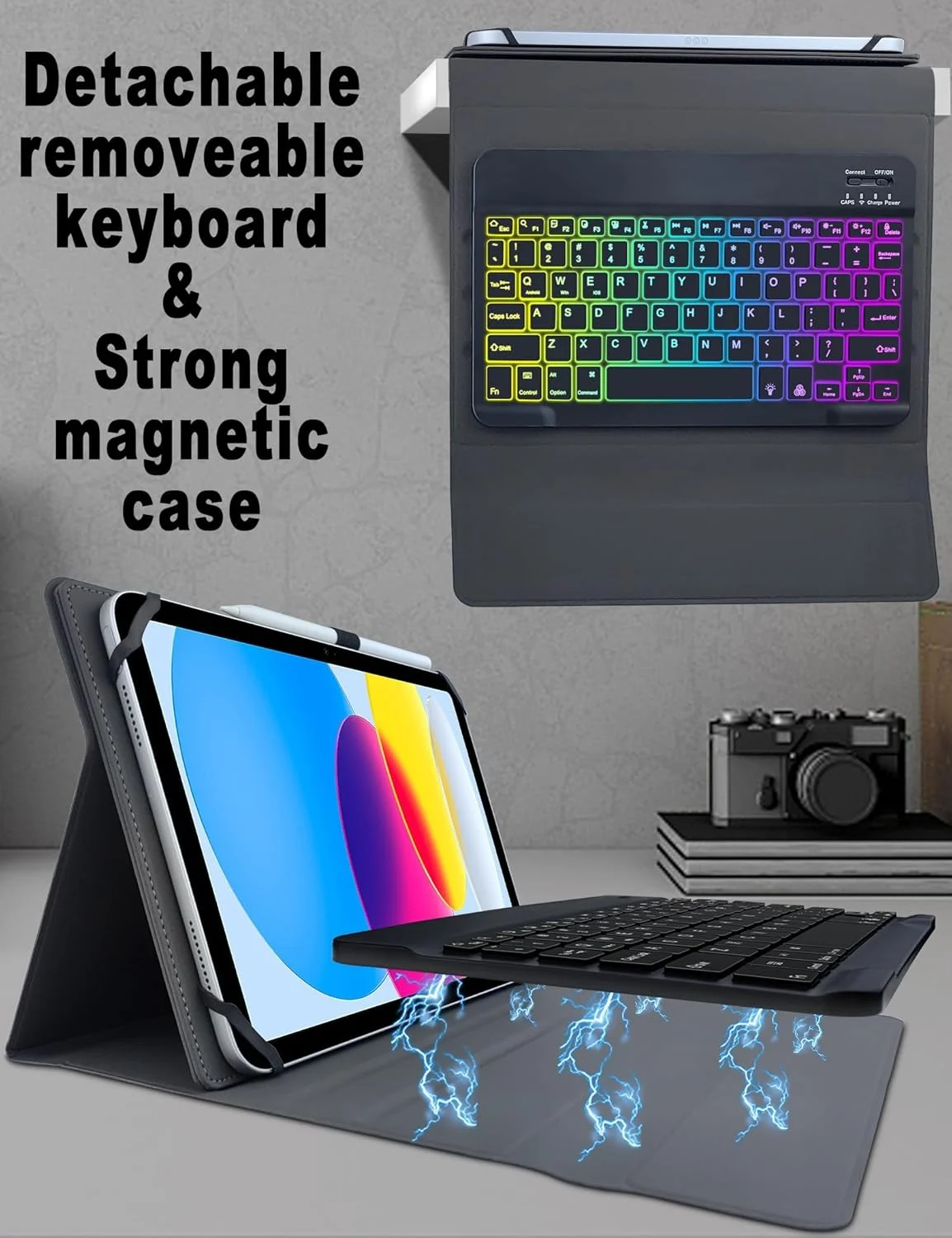 XCHYTECHER Universal Tablet Keyboard Case for 9.7",10.1",10.2",10.5",10.9",11" Tablets, 7 Color Rainbow Backlit Removable Keypad with Pen Holder for Android 10.1 inch Tablet (Black) + Mouse XCHYTECHER Universal Tablet Keyboard Case for 9.7",10.1",10.2",10.5",10.9",11" Tablets, 7 Color Rainbow Backlit Removable Keypad with Pen Holder for Android 10.1 inch Tablet (Black) + Mouse