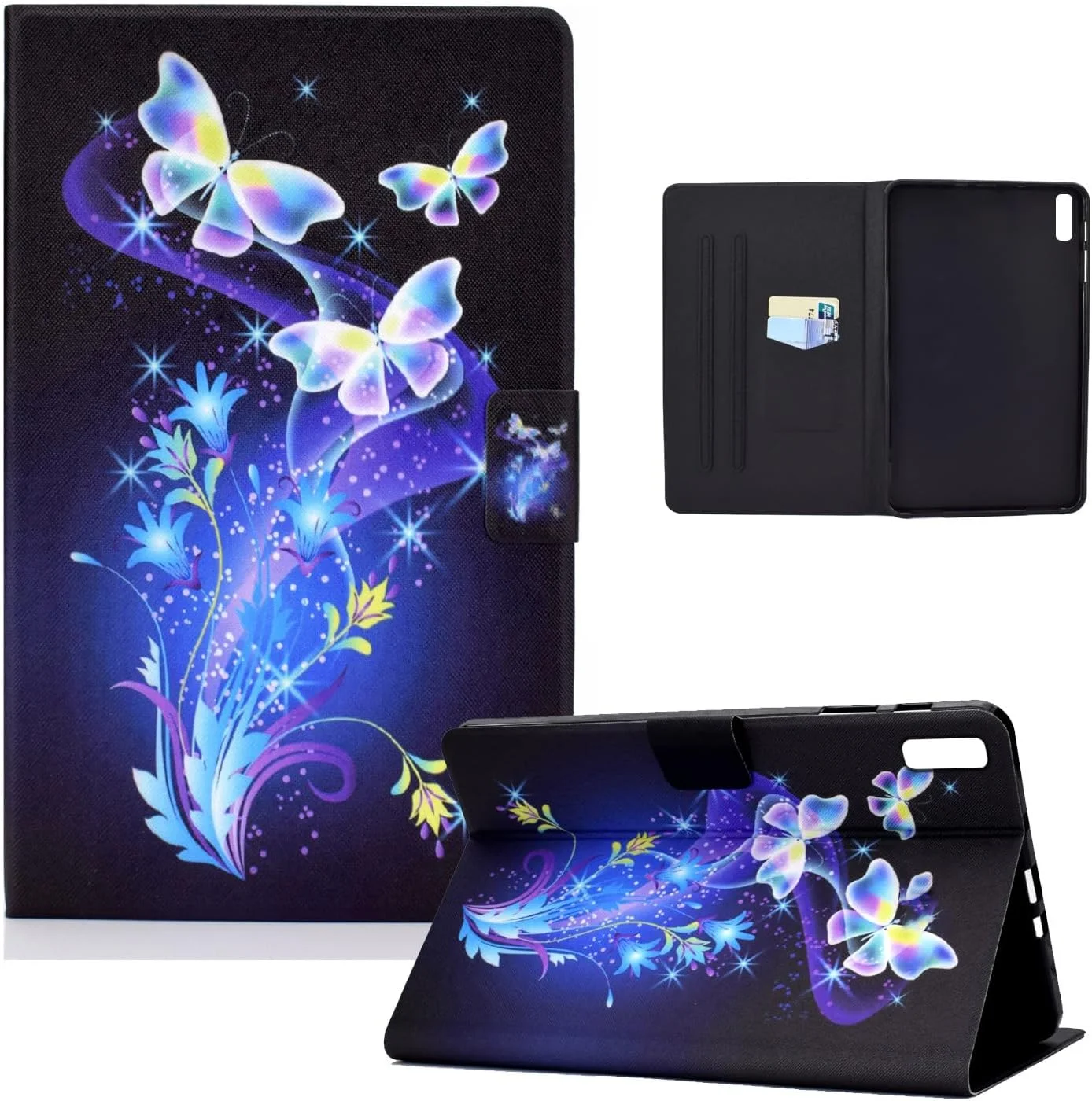 کاور اونتیفول سازگار با تبلت لنوو تب P12 سایز 12.7 اینچ مدل 2023، جلد محافظ تبلت چرمی PU با استند مغناطیسی و ضد ضربه - طرح پروانه گل