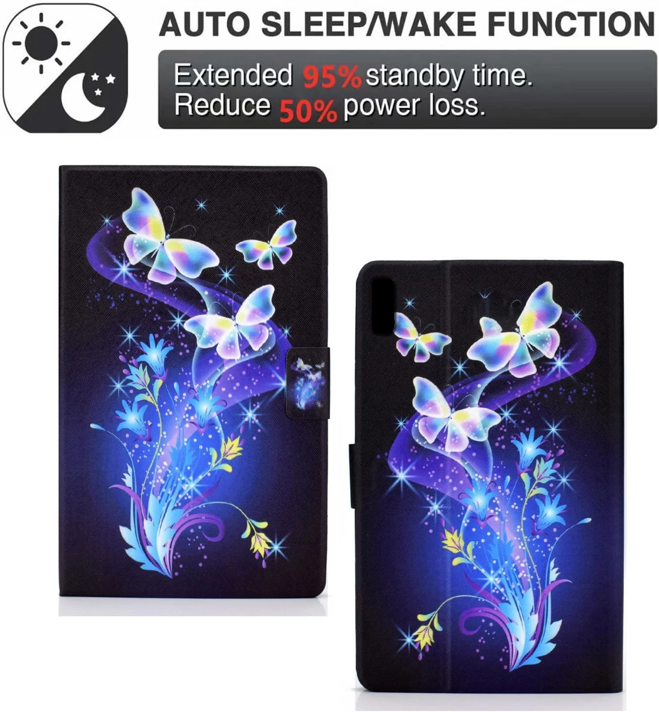 کاور اونتیفول سازگار با تبلت لنوو تب P12 سایز 12.7 اینچ مدل 2023، جلد محافظ تبلت چرمی PU با استند مغناطیسی و ضد ضربه - طرح پروانه گل