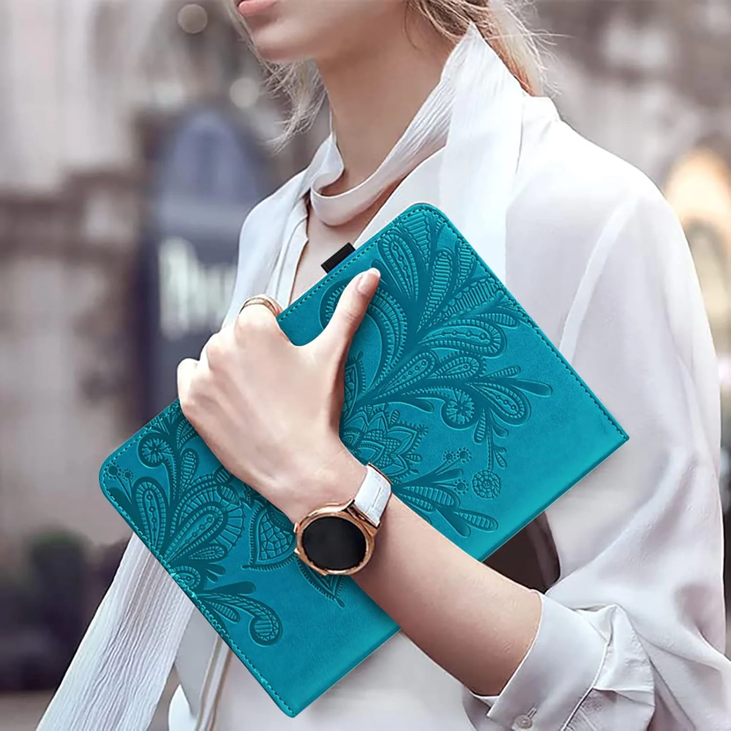 کیف محافظ تبلت VODEFOX مناسب برای تبلت لنوو تب M9 با صفحه نمایش 9.0 اینچ (مدل TB-310FU، عرضه شده در سال 2023)، طراحی برجسته توری گلدار، کیف چرمی PU تاشو با بند کشسان برای تبلت لنوو تب M9 - آبی کیف محافظ تبلت VODEFOX مناسب برای تبلت لنوو تب M9 با صفحه نمایش 9.0 اینچ (مدل TB-310FU، عرضه شده در سال 2023)، طراحی برجسته توری گلدار، کیف چرمی PU تاشو با بند کشسان برای تبلت لنوو تب M9 - آبی