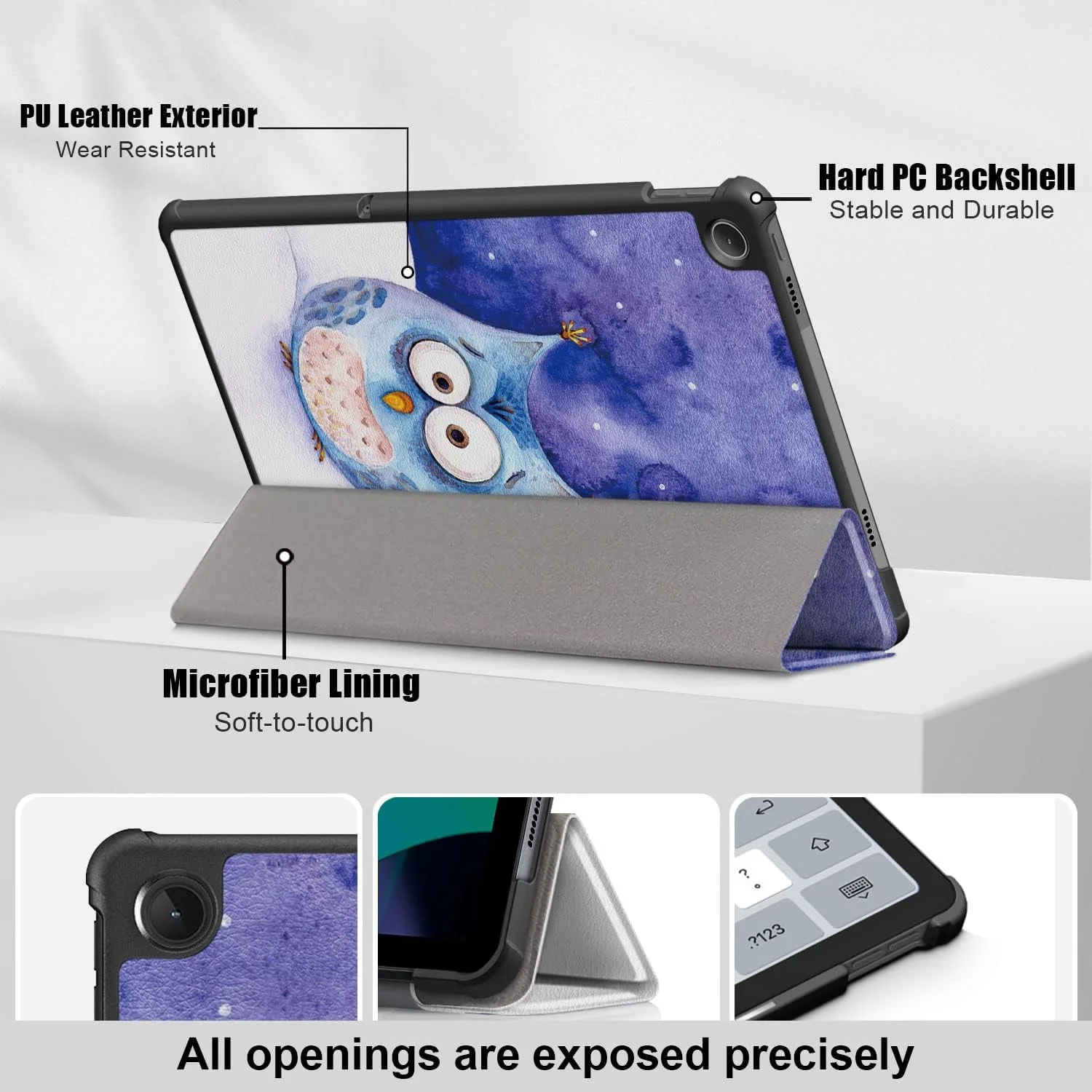 کاور تبلت DINGGUAGUA هارد کیس برای تبلت Lenovo Tab M10 Plus (نسل 3) 10.6 اینچ TB-125F/TB-128F 2022، فوق العاده نازک با عملکرد خواب/بیدار و استند، طرح جغد