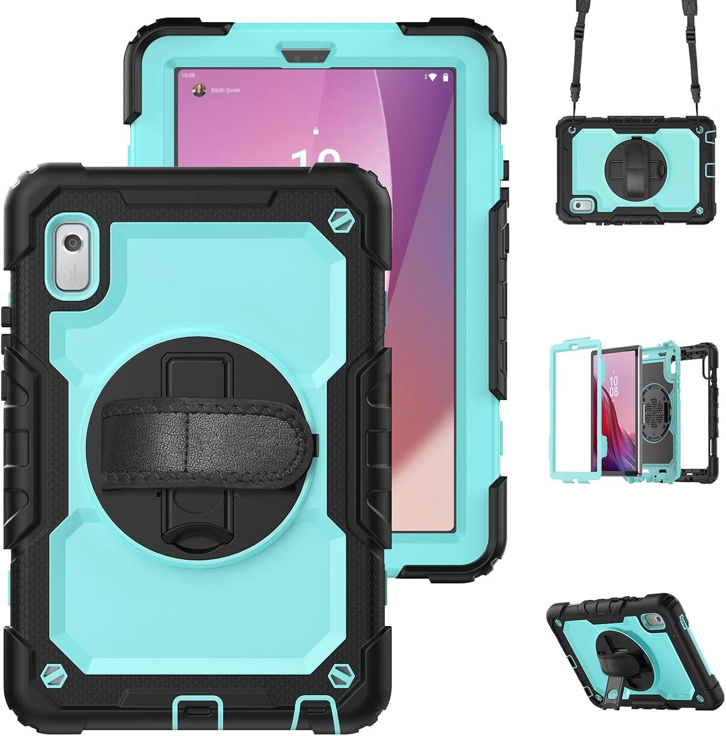 کیف محافظ تبلت مقاوم Nincyee برای Lenovo Tab M9 9 اینچ 2023 TB310، کاور سیلیکونی رنگین کمانی ضد ضربه 3 در 1 با جای مداد، بند شانه، بند دستی، پایه تاشو کیف محافظ تبلت مقاوم Nincyee برای Lenovo Tab M9 9 اینچ 2023 TB310، کاور سیلیکونی رنگین کمانی ضد ضربه 3 در 1 با جای مداد، بند شانه، بند دستی، پایه تاشو