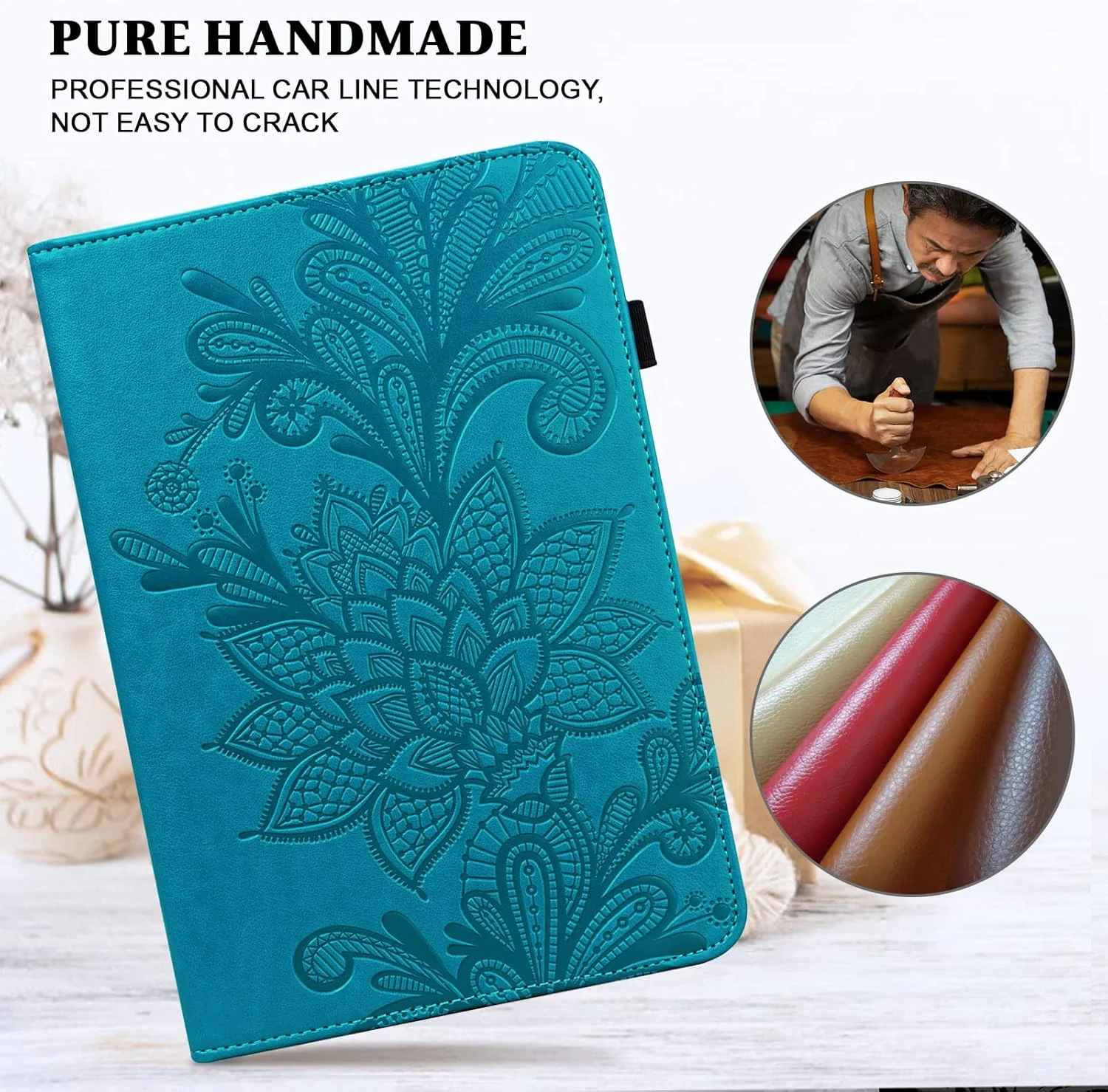 کیف محافظ تبلت VODEFOX مناسب برای تبلت لنوو تب M9 با صفحه نمایش 9.0 اینچ (مدل TB-310FU، عرضه شده در سال 2023)، طراحی برجسته توری گلدار، کیف چرمی PU تاشو با بند کشسان برای تبلت لنوو تب M9 - آبی کیف محافظ تبلت VODEFOX مناسب برای تبلت لنوو تب M9 با صفحه نمایش 9.0 اینچ (مدل TB-310FU، عرضه شده در سال 2023)، طراحی برجسته توری گلدار، کیف چرمی PU تاشو با بند کشسان برای تبلت لنوو تب M9 - آبی