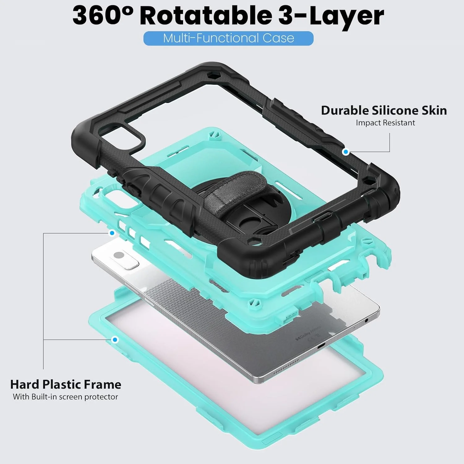 کیف محافظ تبلت مقاوم Nincyee برای Lenovo Tab M9 9 اینچ 2023 TB310، کاور سیلیکونی رنگین کمانی ضد ضربه 3 در 1 با جای مداد، بند شانه، بند دستی، پایه تاشو کیف محافظ تبلت مقاوم Nincyee برای Lenovo Tab M9 9 اینچ 2023 TB310، کاور سیلیکونی رنگین کمانی ضد ضربه 3 در 1 با جای مداد، بند شانه، بند دستی، پایه تاشو