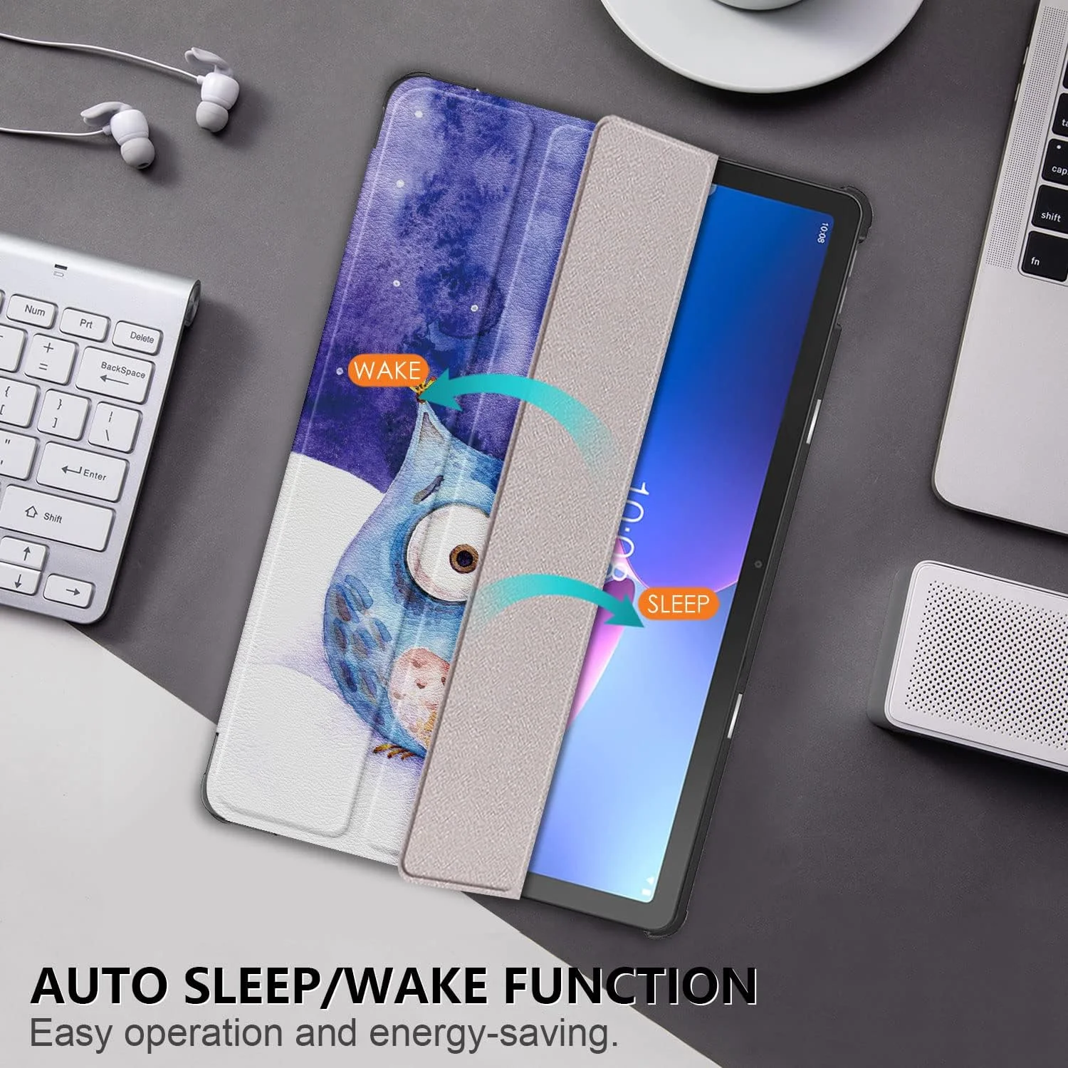 کاور تبلت DINGGUAGUA هارد کیس برای تبلت Lenovo Tab M10 Plus (نسل 3) 10.6 اینچ TB-125F/TB-128F 2022، فوق العاده نازک با عملکرد خواب/بیدار و استند، طرح جغد