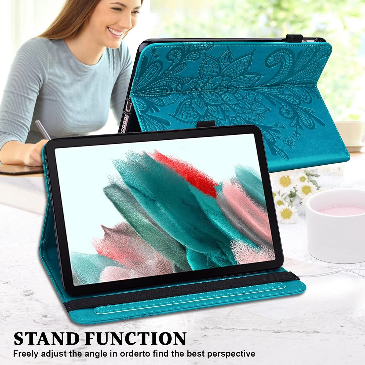 کیف محافظ تبلت VODEFOX مناسب برای تبلت لنوو تب M9 با صفحه نمایش 9.0 اینچ (مدل TB-310FU، عرضه شده در سال 2023)، طراحی برجسته توری گلدار، کیف چرمی PU تاشو با بند کشسان برای تبلت لنوو تب M9 - آبی کیف محافظ تبلت VODEFOX مناسب برای تبلت لنوو تب M9 با صفحه نمایش 9.0 اینچ (مدل TB-310FU، عرضه شده در سال 2023)، طراحی برجسته توری گلدار، کیف چرمی PU تاشو با بند کشسان برای تبلت لنوو تب M9 - آبی