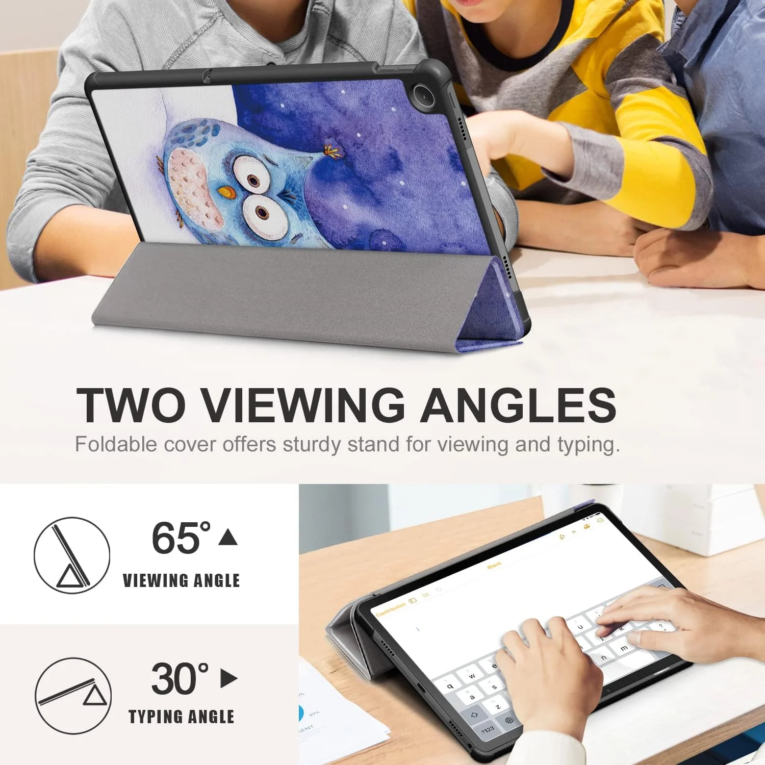 کاور تبلت DINGGUAGUA هارد کیس برای تبلت Lenovo Tab M10 Plus (نسل 3) 10.6 اینچ TB-125F/TB-128F 2022، فوق العاده نازک با عملکرد خواب/بیدار و استند، طرح جغد