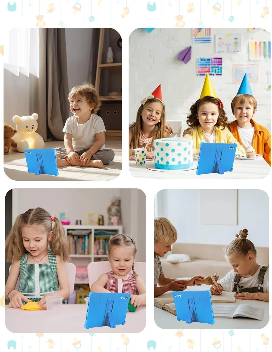 کاور سیلیکونی تبلت لنوو YOGA Tab Plus سایز 12.7 اینچ با پوشش کامل، ضد ضربه، ضد خش، استند قابل تنظیم و روکش سیلیکونی نرم، آبی روشن