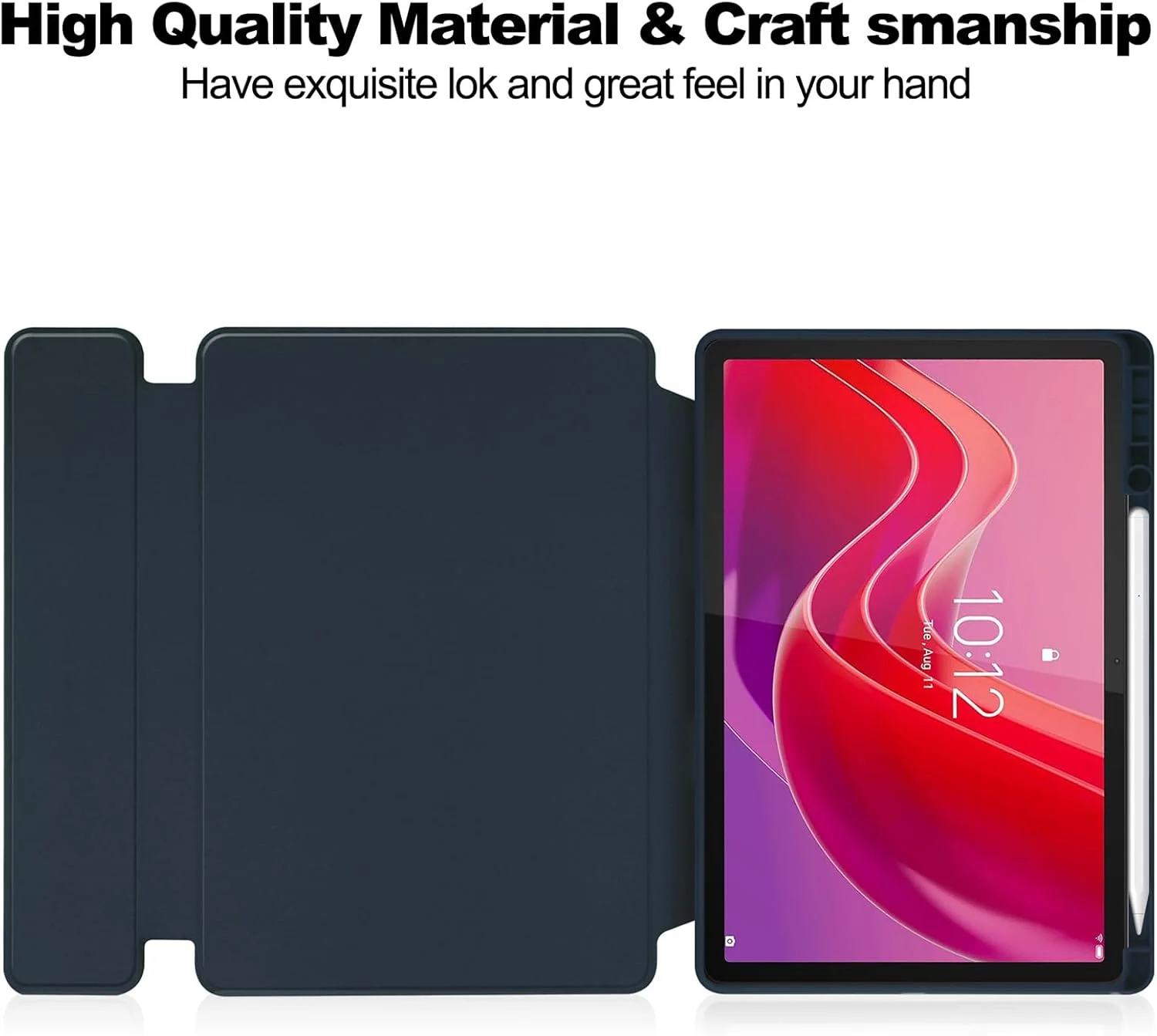 کیف تبلت A-BEAUTY سازگار با تبلت لنوو تب M11 مدل TB330FU سایز 11 اینچ (2024) به همراه جای قلم، استند چرخان 360 درجه و عملکرد خواب/بیدار شدن خودکار، سرمه ای