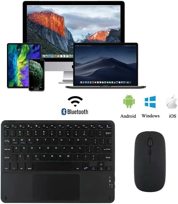 کاور کیبورد عربی و انگلیسی Gruattreay سازگار با تبلت Lenovo Tab P12/Xiaoxin Pad Pro 12.7 اینچ 2023 (TB-370FU/TB-371FC)، کیف چرمی تبلت با کیبورد بلوتوثی جداشدنی و ماوس ترک پد