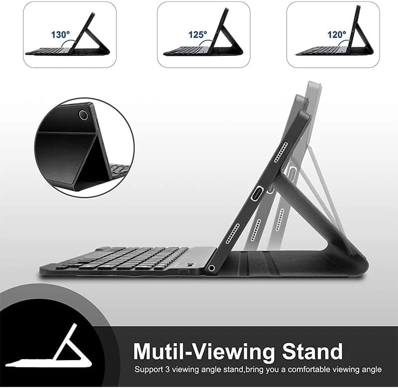 کاور کیبورد عربی و انگلیسی Gruattreay سازگار با تبلت Lenovo Tab P12/Xiaoxin Pad Pro 12.7 اینچ 2023 (TB-370FU/TB-371FC)، کیف چرمی تبلت با کیبورد بلوتوثی جداشدنی و ماوس ترک پد