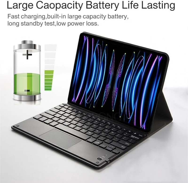 کاور کیبورد عربی و انگلیسی Gruattreay سازگار با تبلت Lenovo Tab P12/Xiaoxin Pad Pro 12.7 اینچ 2023 (TB-370FU/TB-371FC)، کیف چرمی تبلت با کیبورد بلوتوثی جداشدنی و ماوس ترک پد