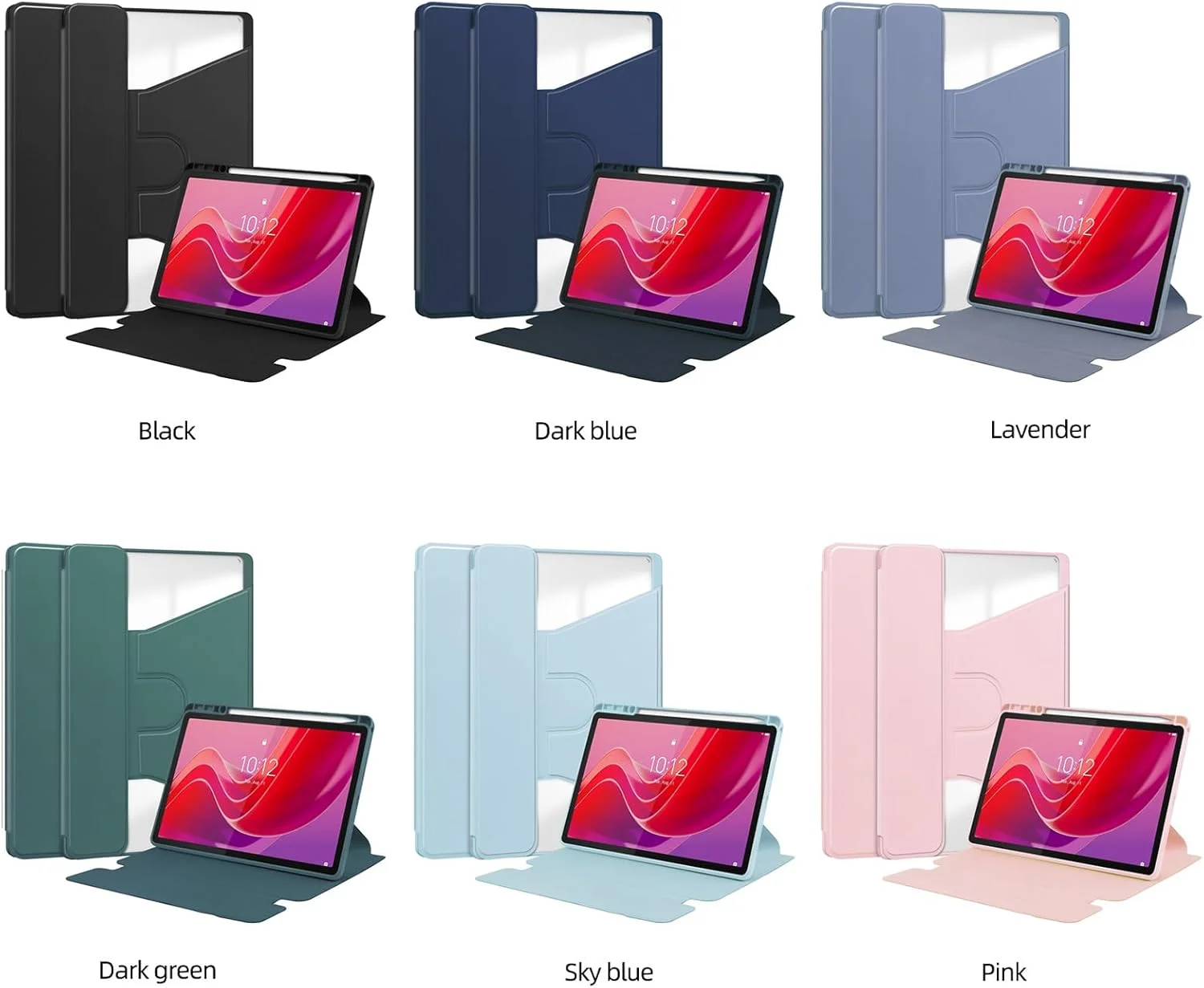 کیف تبلت A-BEAUTY سازگار با تبلت لنوو تب M11 مدل TB330FU سایز 11 اینچ (2024) به همراه جای قلم، استند چرخان 360 درجه و عملکرد خواب/بیدار شدن خودکار، سرمه ای