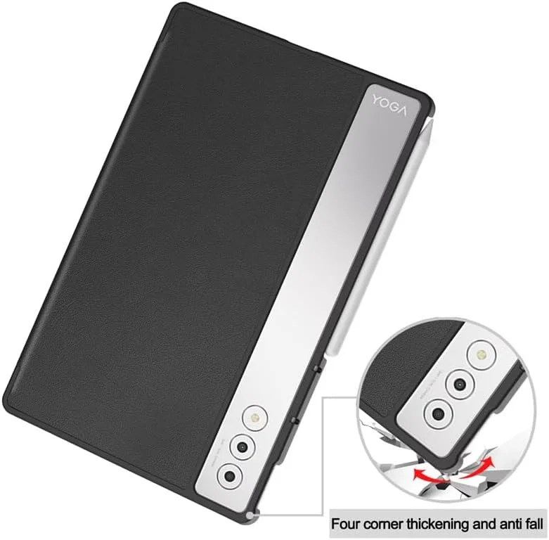 کاور گرواتری سازگار با تبلت 12.7 اینچی Lenovo Yoga Tab Plus، کاور سه تایی تبلت با عملکرد خواب/بیدار خودکار و استند، روکش محافظ PU+PC مناسب کودکان (مشکی) کاور گرواتری سازگار با تبلت 12.7 اینچی Lenovo Yoga Tab Plus، کاور سه تایی تبلت با عملکرد خواب/بیدار خودکار و استند، روکش محافظ PU+PC مناسب کودکان (مشکی)