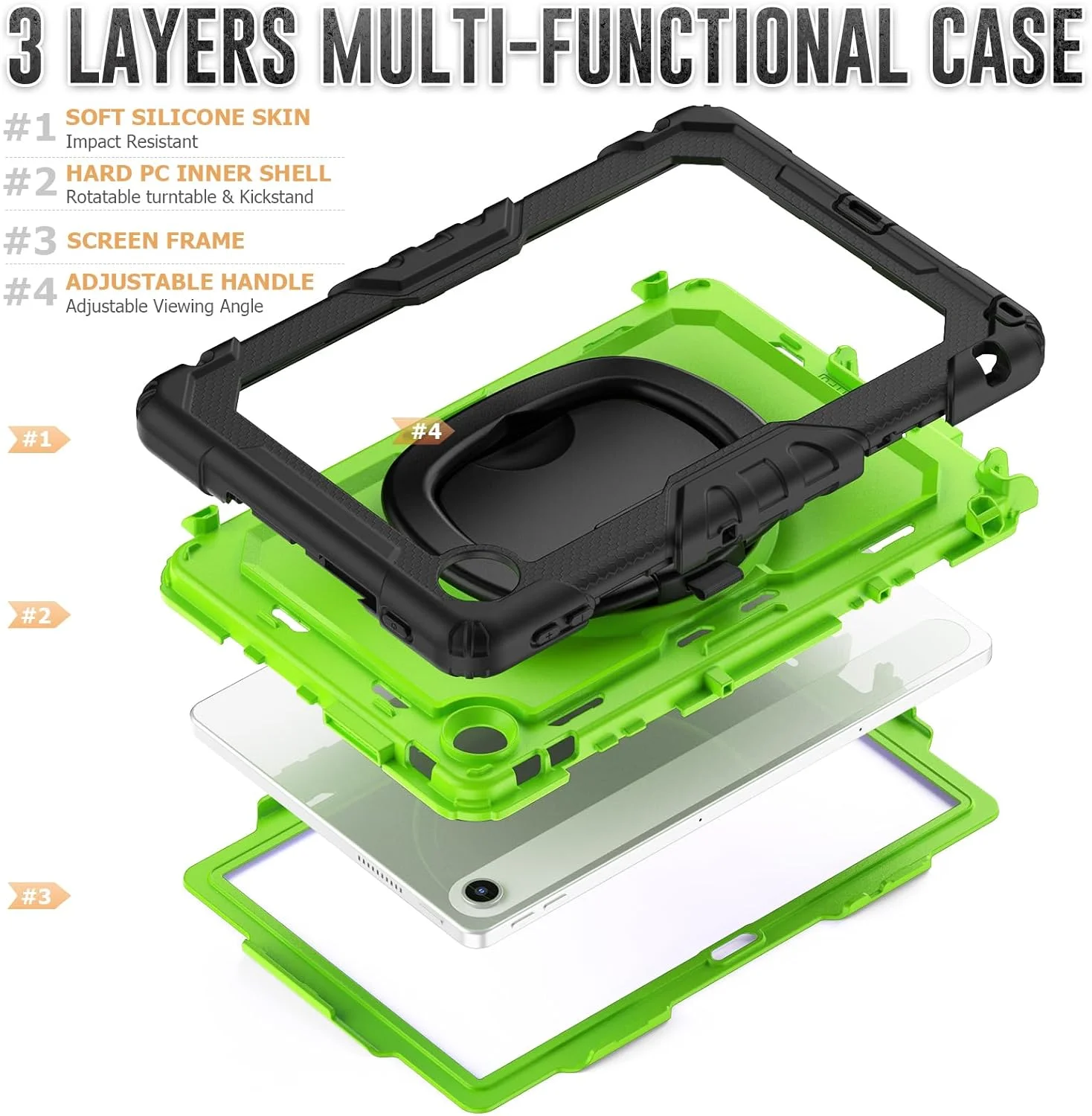 کیف محافظ تبلت سنگین نینسی برای لنوو تب 10.1 اینچ 2025 TB-311XU، کاور سیلیکونی ضد ضربه 3 در 1 با جای مداد، بند شانه، پایه تاشو نامرئی کیف محافظ تبلت سنگین نینسی برای لنوو تب 10.1 اینچ 2025 TB-311XU، کاور سیلیکونی ضد ضربه 3 در 1 با جای مداد، بند شانه، پایه تاشو نامرئی