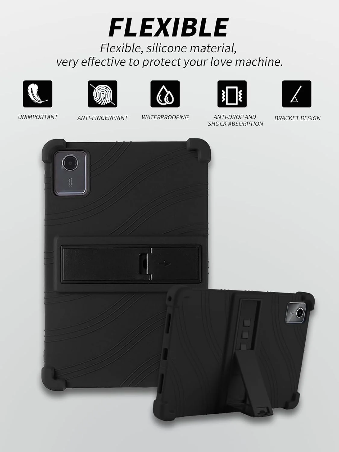 کاور تبلت لنوو تب M11 11 اینچی، کاور سیلیکونی نرم تبلت با پایه ضد لغزش، مقاوم در برابر ضربه و افتادن - مشکی کاور تبلت لنوو تب M11 11 اینچی، کاور سیلیکونی نرم تبلت با پایه ضد لغزش، مقاوم در برابر ضربه و افتادن - مشکی