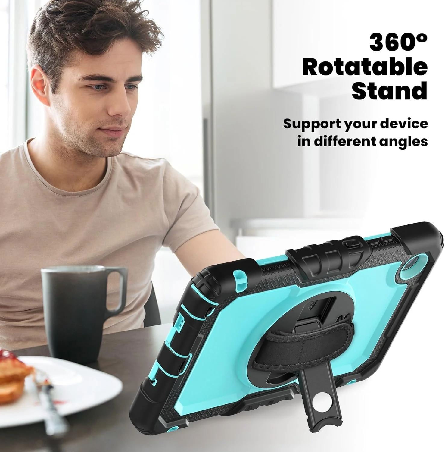 محافظ تبلت سازگار با تبلت لنوو تب وان 8.7 اینچی مدل K9 TB305FU به همراه محافظ صفحه نمایش، قاب مقاوم در برابر ضربه با بند دستی و پایه چرخان 360 درجه، سازگار با قاب تبلت لنوو تب وان 8.7 اینچی محافظ تبلت سازگار با تبلت لنوو تب وان 8.7 اینچی مدل K9 TB305FU به همراه محافظ صفحه نمایش، قاب مقاوم در برابر ضربه با بند دستی و پایه چرخان 360 درجه، سازگار با قاب تبلت لنوو تب وان 8.7 اینچی