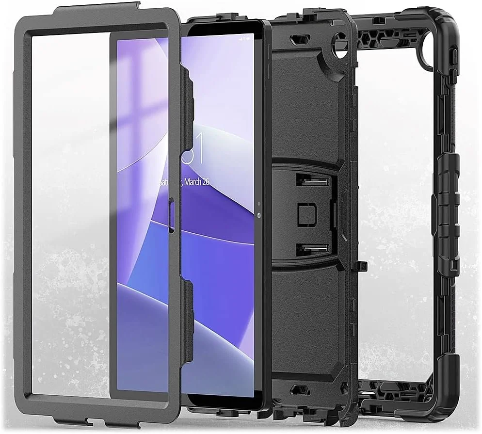 کاور تبلت سری دیفنس زیرودمیج ساهارا کیس مناسب برای لنوو تب M10 پلاس (نسل 3) [ضد ضربه] محافظ تمام صفحه مقاوم با استند یکپارچه ضد لغزش - مشکی