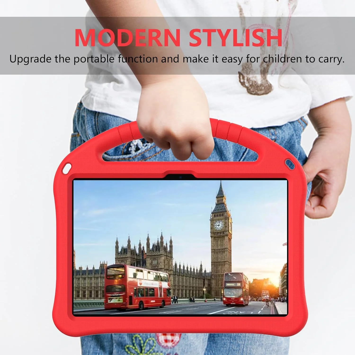 کیف تبلت کودکانه Gruattreay مناسب برای تبلت لنوو تب (2025) 10.1 اینچ مدل TB311FU TB311XU، [مناسب کودکان] EVA بادوام، سبک وزن، دارای دسته قابل حمل، پایه و پوشش محافظ ضد ضربه (قرمز)