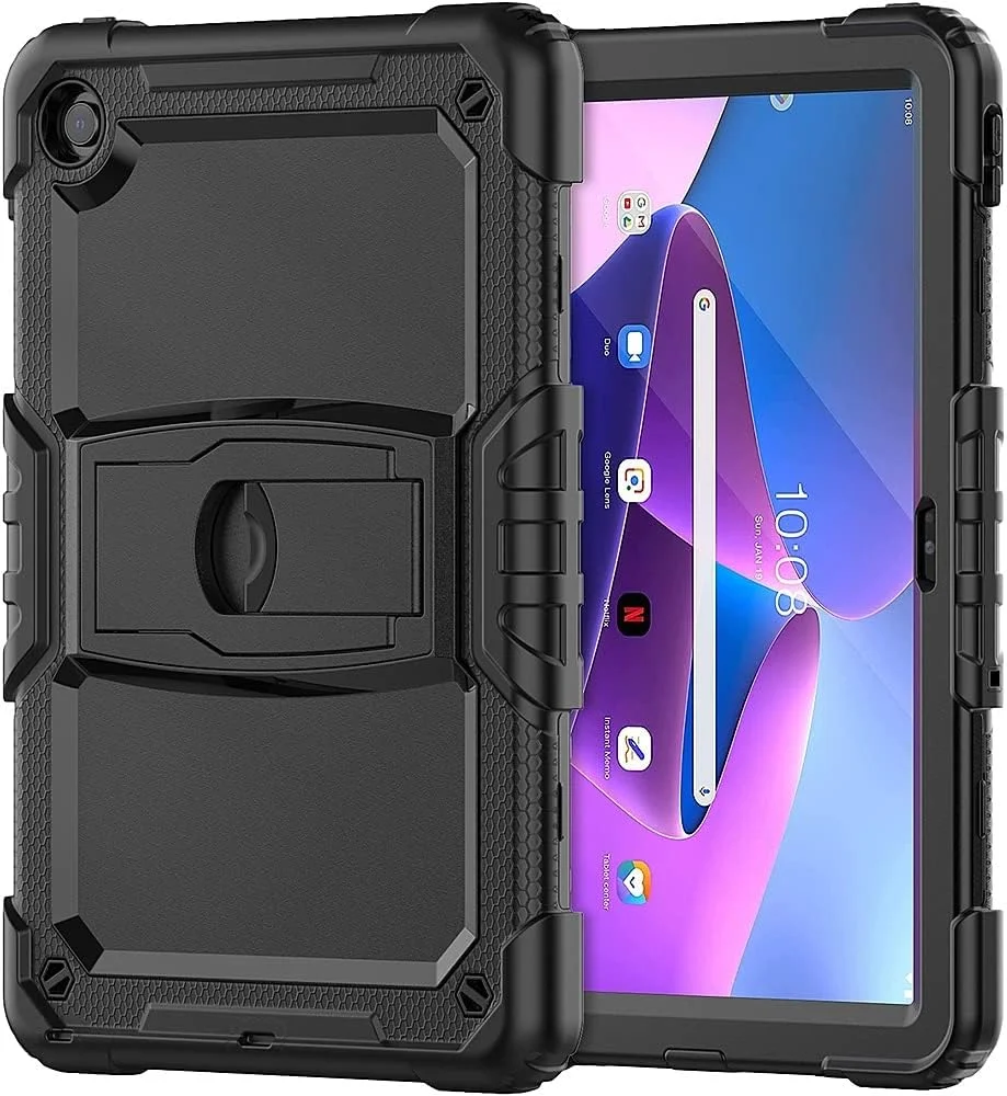 کاور تبلت سری دیفنس زیرودمیج ساهارا کیس مناسب برای لنوو تب M10 پلاس (نسل 3) [ضد ضربه] محافظ تمام صفحه مقاوم با استند یکپارچه ضد لغزش - مشکی