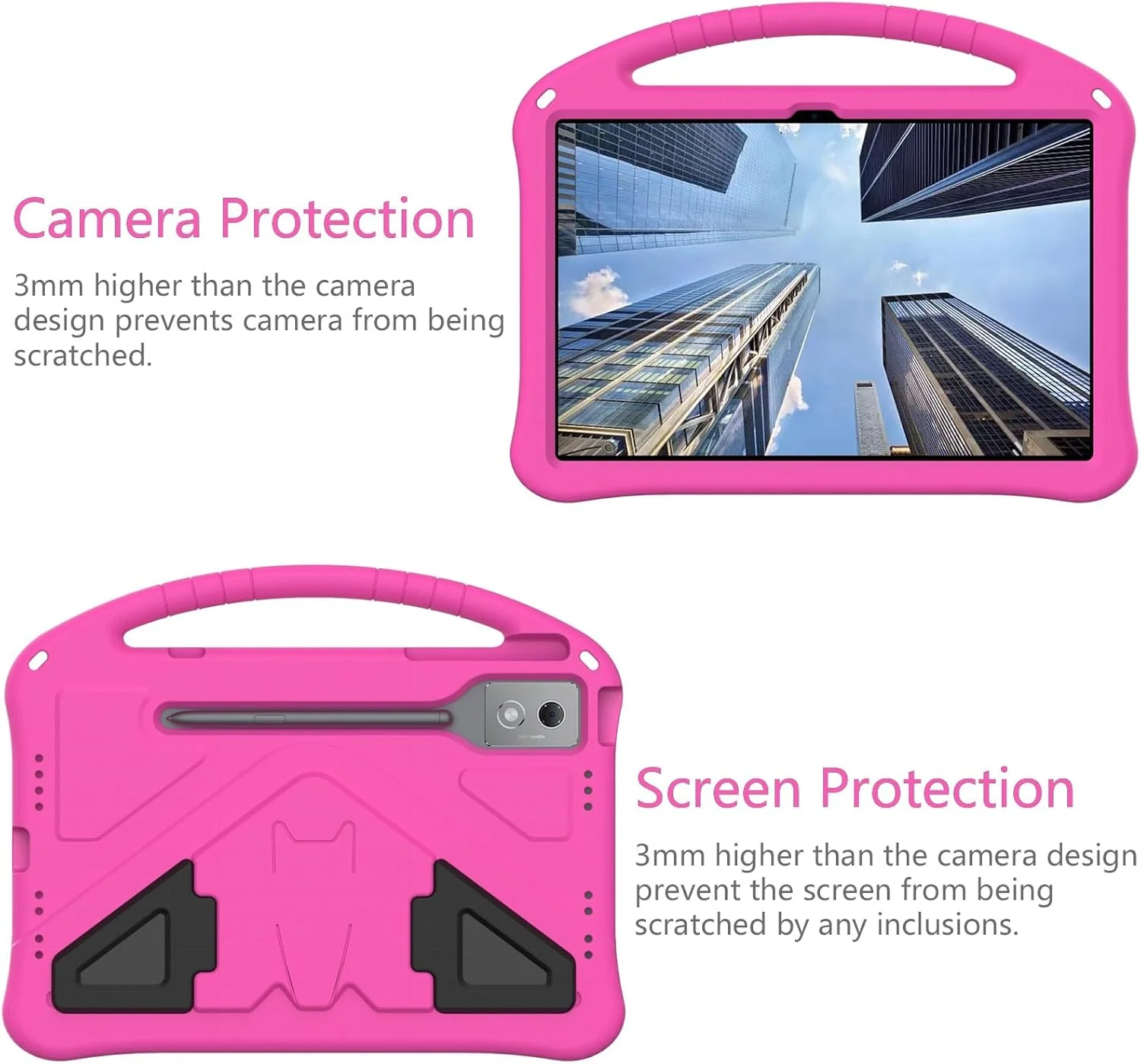 کیف تبلت Gruattreay برای Lenovo Idea Tab Pro 12.7 اینچ 2025 TB373FU، [مناسب کودکان] بادوام سبک وزن EVA ضد ضربه با دسته و پایه محافظ و بند شانه (قرمز گل رز)