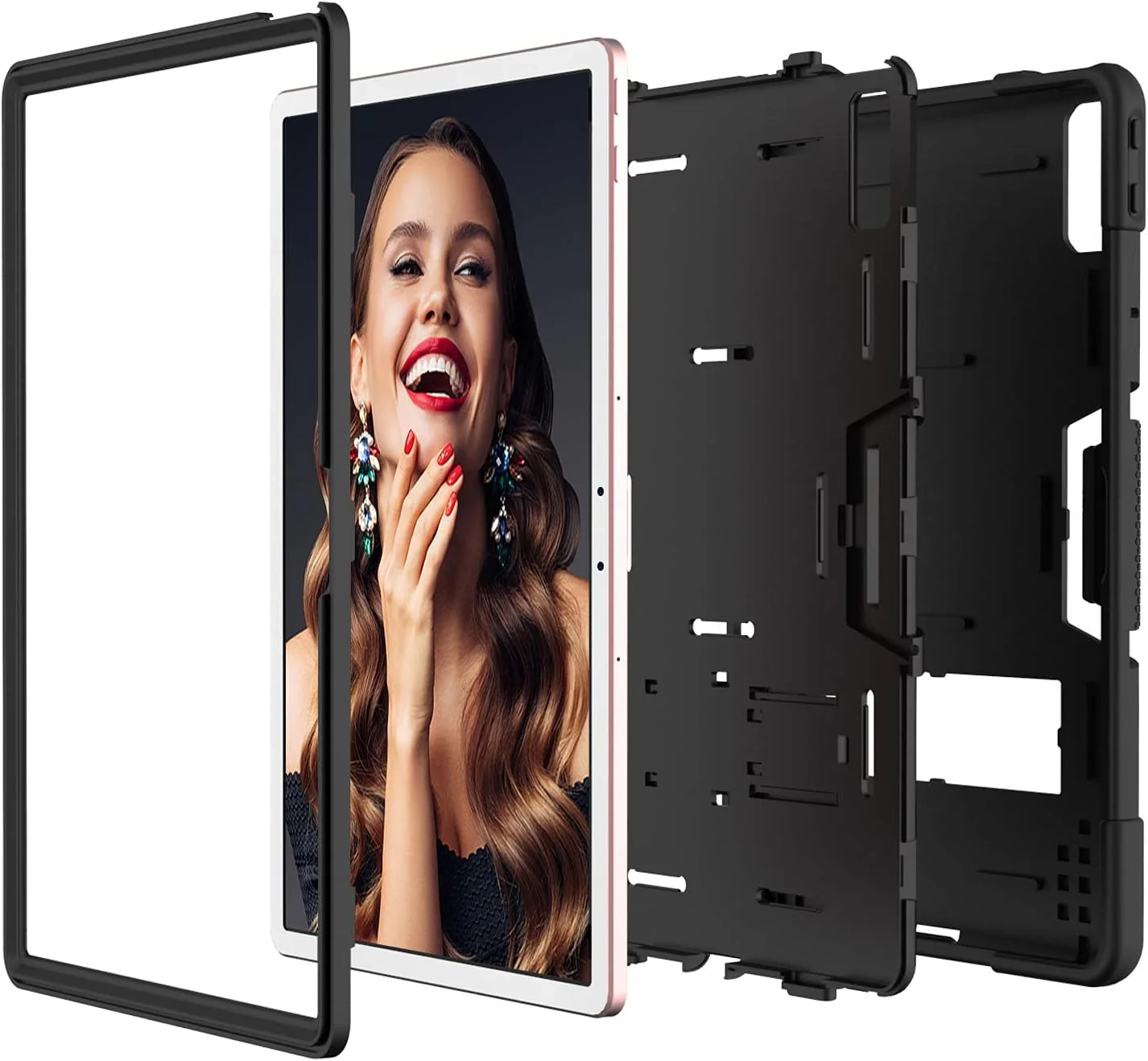 کیف تبلت FIEWESEY برای تبلت Lenovo Tab P11 Pro، کیف محافظ هیبریدی مقاوم در برابر ضربه و ضدشوک (دارای استند) برای Lenovo Tab P11 Pro 11.5 اینچی (مدل: TB-J706F/J706L) (مشکی/مشکی)