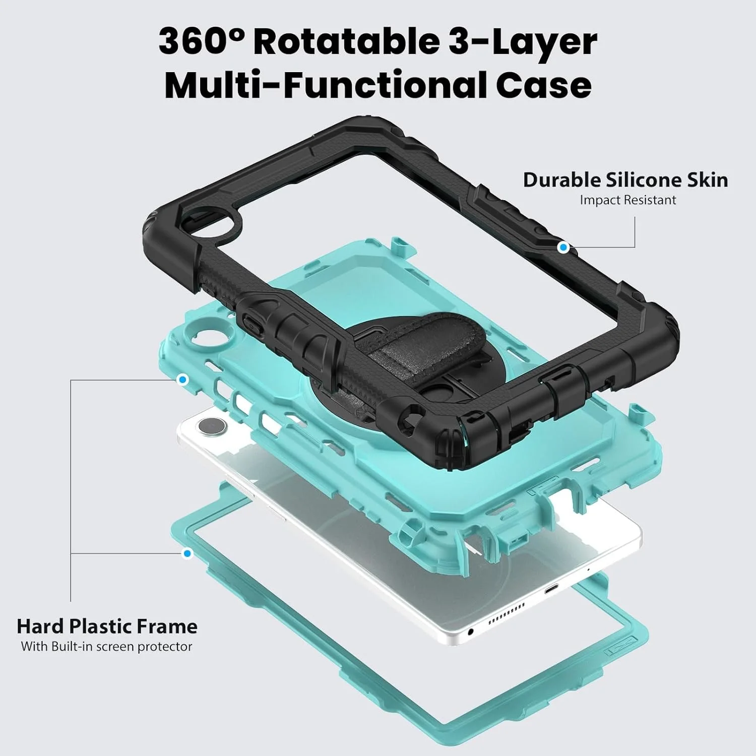 محافظ تبلت سازگار با تبلت لنوو تب وان 8.7 اینچی مدل K9 TB305FU به همراه محافظ صفحه نمایش، قاب مقاوم در برابر ضربه با بند دستی و پایه چرخان 360 درجه، سازگار با قاب تبلت لنوو تب وان 8.7 اینچی محافظ تبلت سازگار با تبلت لنوو تب وان 8.7 اینچی مدل K9 TB305FU به همراه محافظ صفحه نمایش، قاب مقاوم در برابر ضربه با بند دستی و پایه چرخان 360 درجه، سازگار با قاب تبلت لنوو تب وان 8.7 اینچی