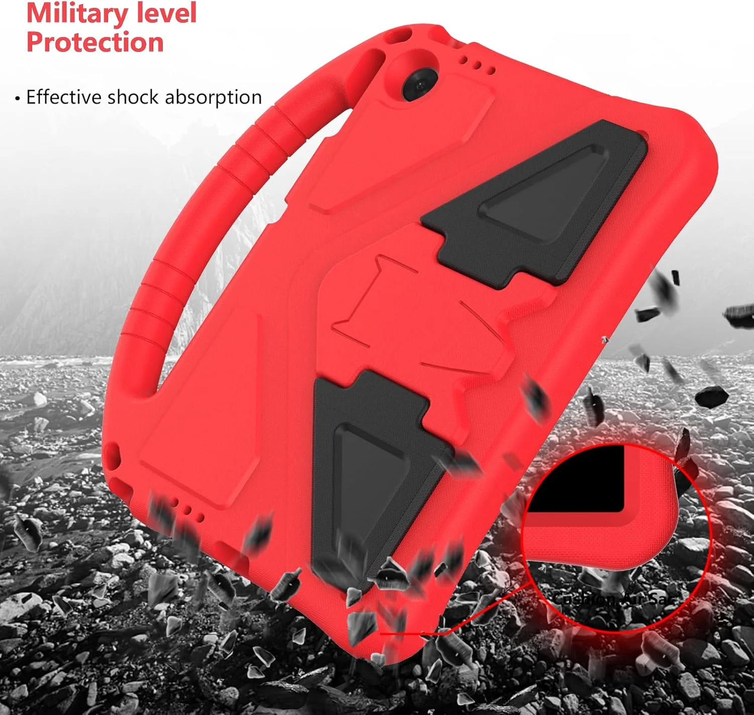 کیف تبلت کودکانه Gruattreay مناسب برای تبلت لنوو تب (2025) 10.1 اینچ مدل TB311FU TB311XU، [مناسب کودکان] EVA بادوام، سبک وزن، دارای دسته قابل حمل، پایه و پوشش محافظ ضد ضربه (قرمز)