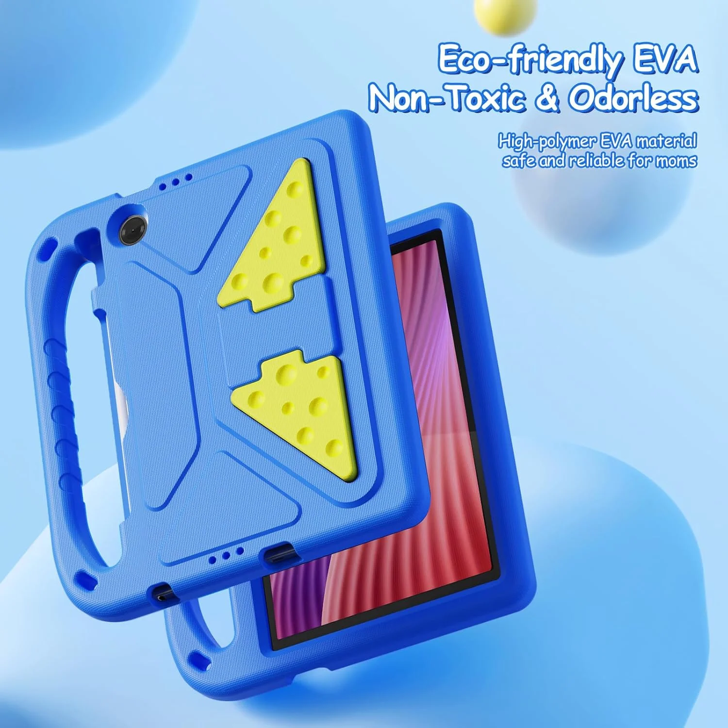 کیف تبلت کودکانه Gruattreay مناسب برای تبلت لنوو تب 10.1 اینچ 2025 (TB311FU/TB311XU) [مناسب کودکان] مقاوم سبک وزن EVA با دسته قابل حمل و پوشش محافظ ضد ضربه با استند (آبی)