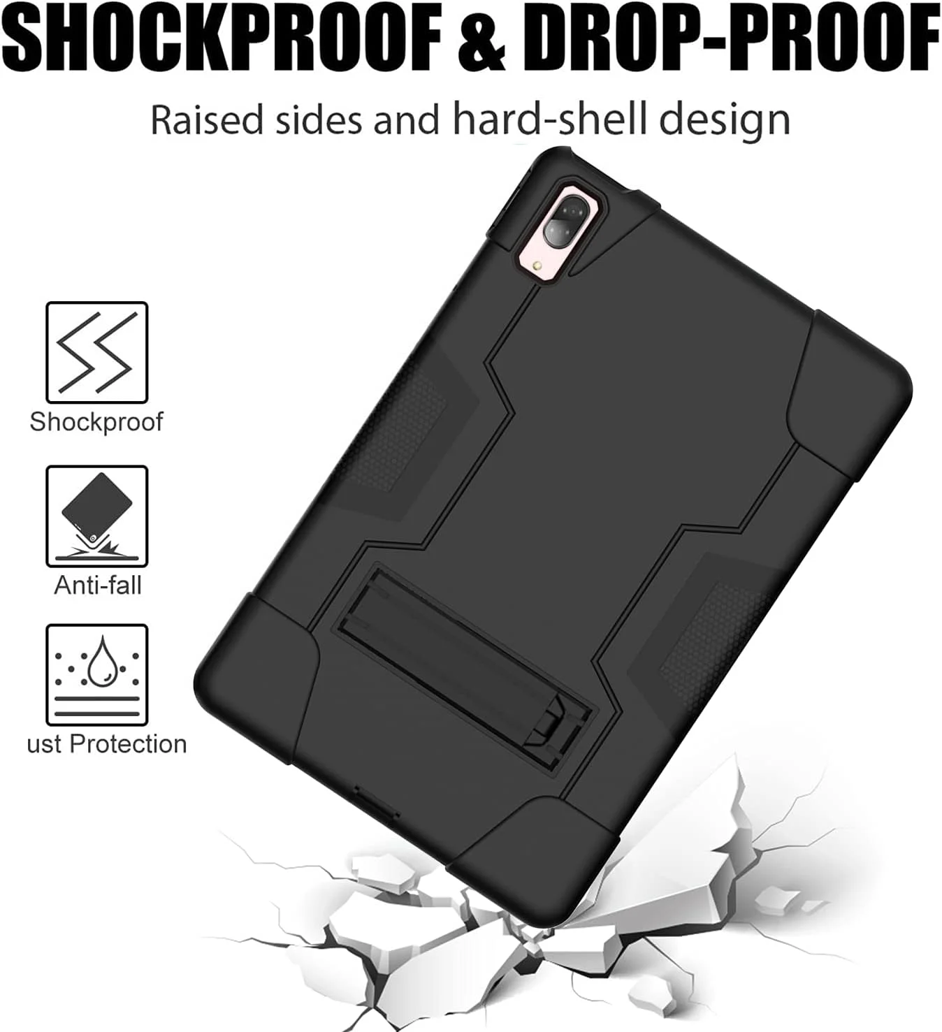 کیف تبلت FIEWESEY برای تبلت Lenovo Tab P11 Pro، کیف محافظ هیبریدی مقاوم در برابر ضربه و ضدشوک (دارای استند) برای Lenovo Tab P11 Pro 11.5 اینچی (مدل: TB-J706F/J706L) (مشکی/مشکی)