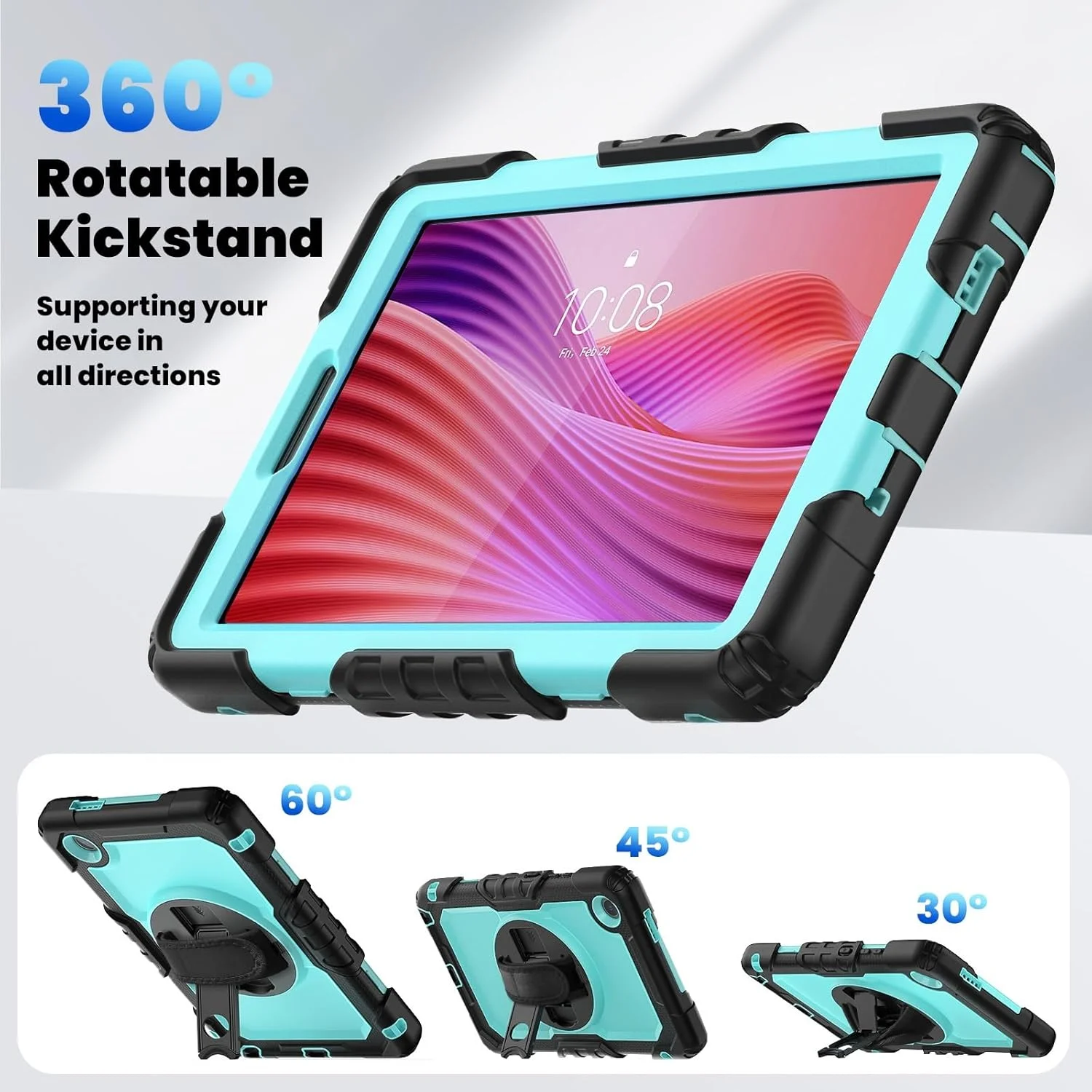 محافظ تبلت سازگار با تبلت لنوو تب وان 8.7 اینچی مدل K9 TB305FU به همراه محافظ صفحه نمایش، قاب مقاوم در برابر ضربه با بند دستی و پایه چرخان 360 درجه، سازگار با قاب تبلت لنوو تب وان 8.7 اینچی محافظ تبلت سازگار با تبلت لنوو تب وان 8.7 اینچی مدل K9 TB305FU به همراه محافظ صفحه نمایش، قاب مقاوم در برابر ضربه با بند دستی و پایه چرخان 360 درجه، سازگار با قاب تبلت لنوو تب وان 8.7 اینچی