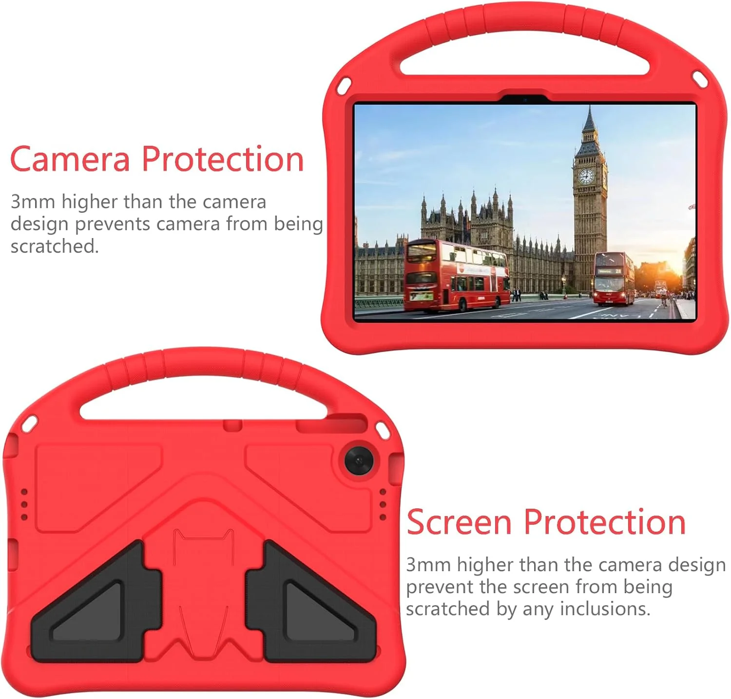 کیف تبلت کودکانه Gruattreay مناسب برای تبلت لنوو تب (2025) 10.1 اینچ مدل TB311FU TB311XU، [مناسب کودکان] EVA بادوام، سبک وزن، دارای دسته قابل حمل، پایه و پوشش محافظ ضد ضربه (قرمز)