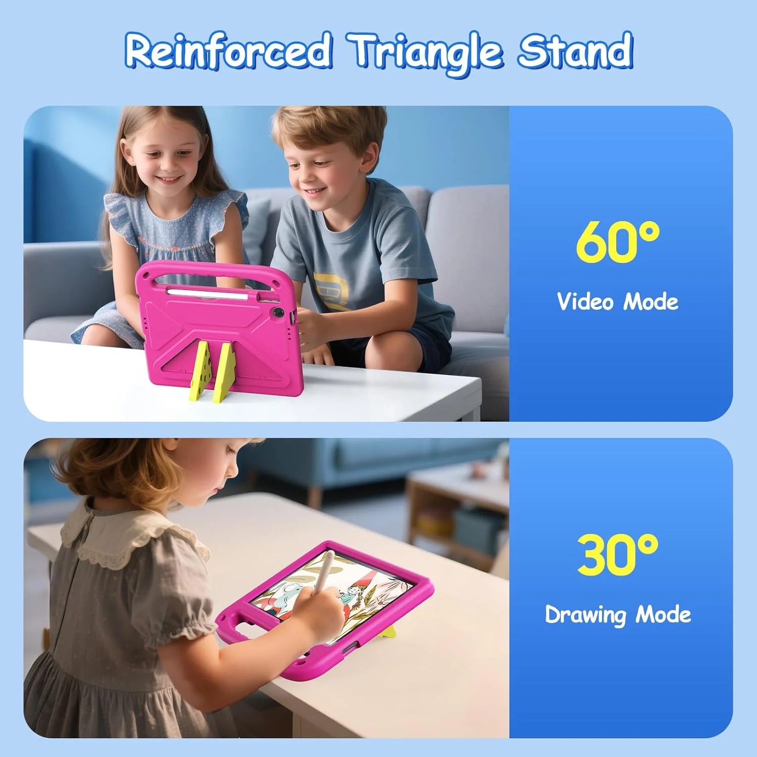 کیف تبلت کودکانه Gruattreay مناسب برای تبلت لنوو تب 10.1 اینچ 2025 (TB311FU/TB311XU) [مناسب کودکان] مقاوم سبک وزن EVA با دسته قابل حمل و پوشش محافظ ضد ضربه با استند (آبی)