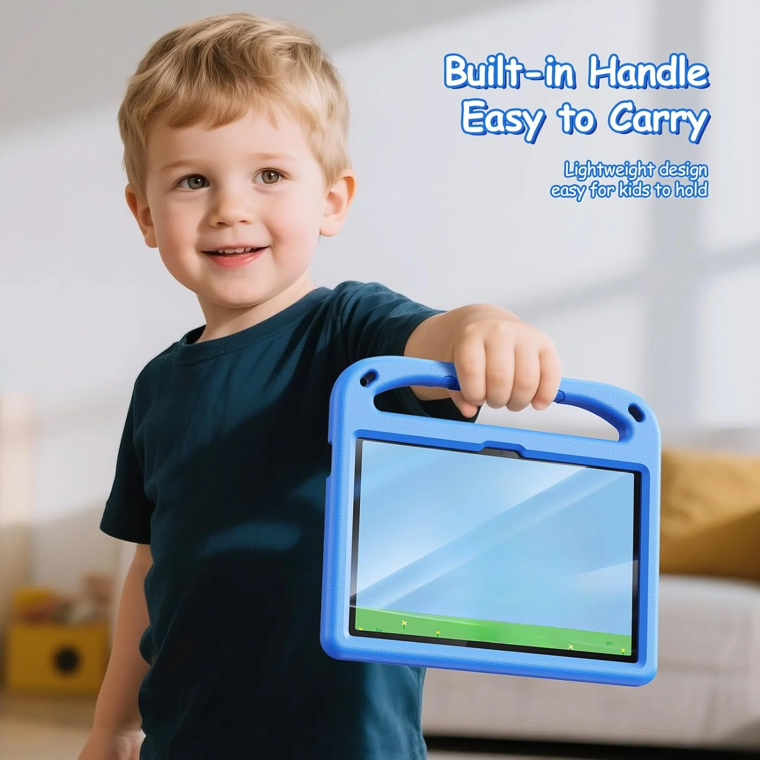 کیف تبلت کودکانه Gruattreay مناسب برای تبلت لنوو تب 10.1 اینچ 2025 (TB311FU/TB311XU) [مناسب کودکان] مقاوم سبک وزن EVA با دسته قابل حمل و پوشش محافظ ضد ضربه با استند (آبی)