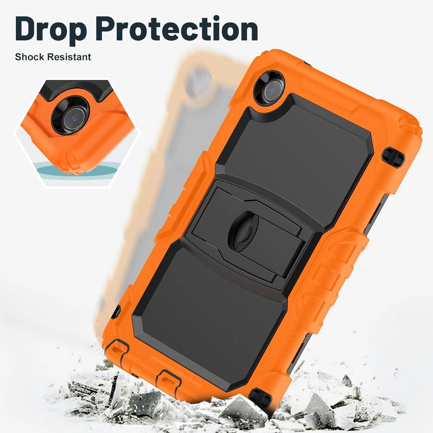 کاور تبلت Gruattreay مناسب برای تبلت لنوو تب وان 8.7 اینچ 2025 با پایه [محافظ صفحه نمایش داخلی] کاور محافظ سه لایه مقاوم در برابر ضربه با بند شانه (نارنجی)