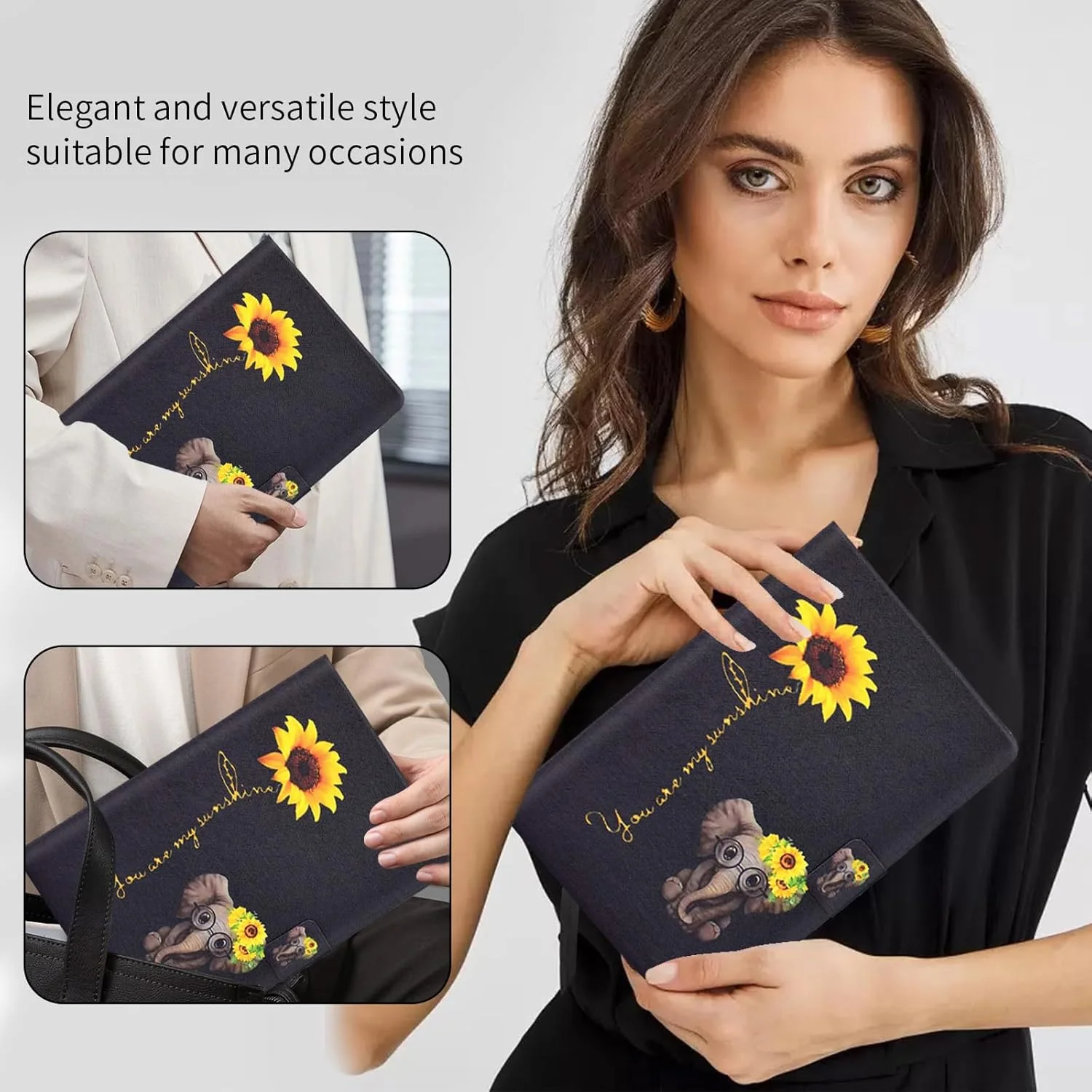 کاور کتابی اونثفول مناسب برای تبلت لنوو تب M11 (11 اینچ) مدل TB330FU سال 2024، کاور محافظ چرمی PU با قابلیت استند - طرح فیل گلدار